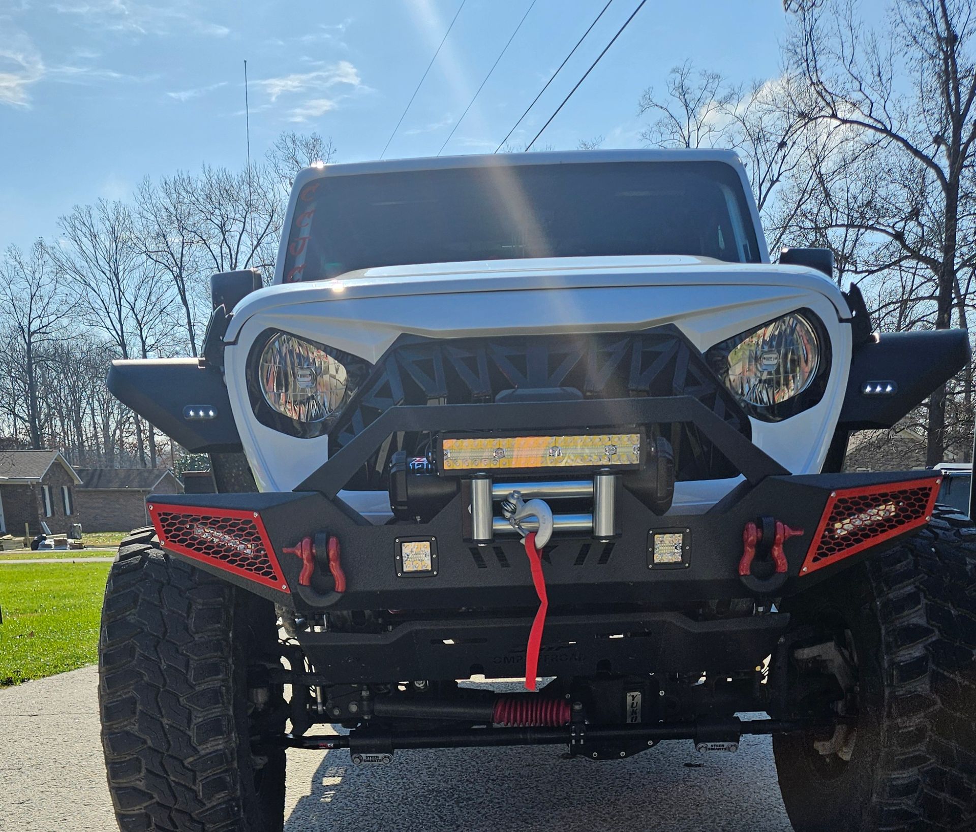 Aftermarket bumper and winch installed by Red White and Glow in Manchester Tennessee