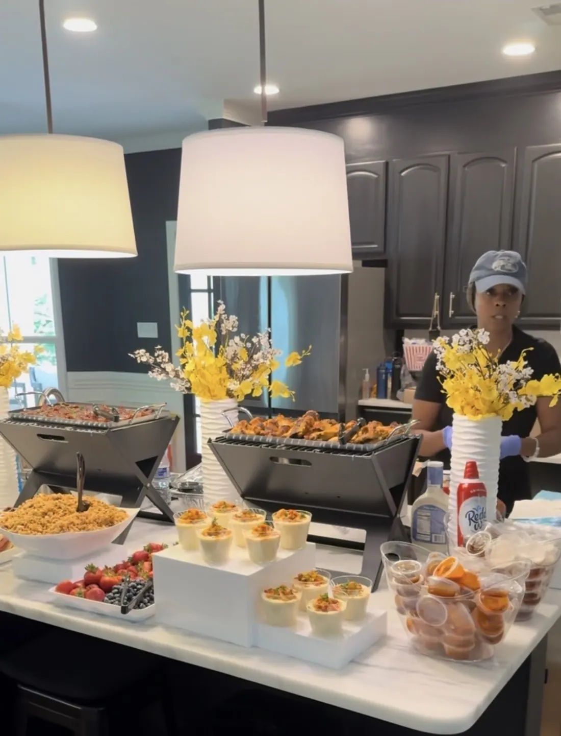 Catered buffet with chef-prepared dishes
