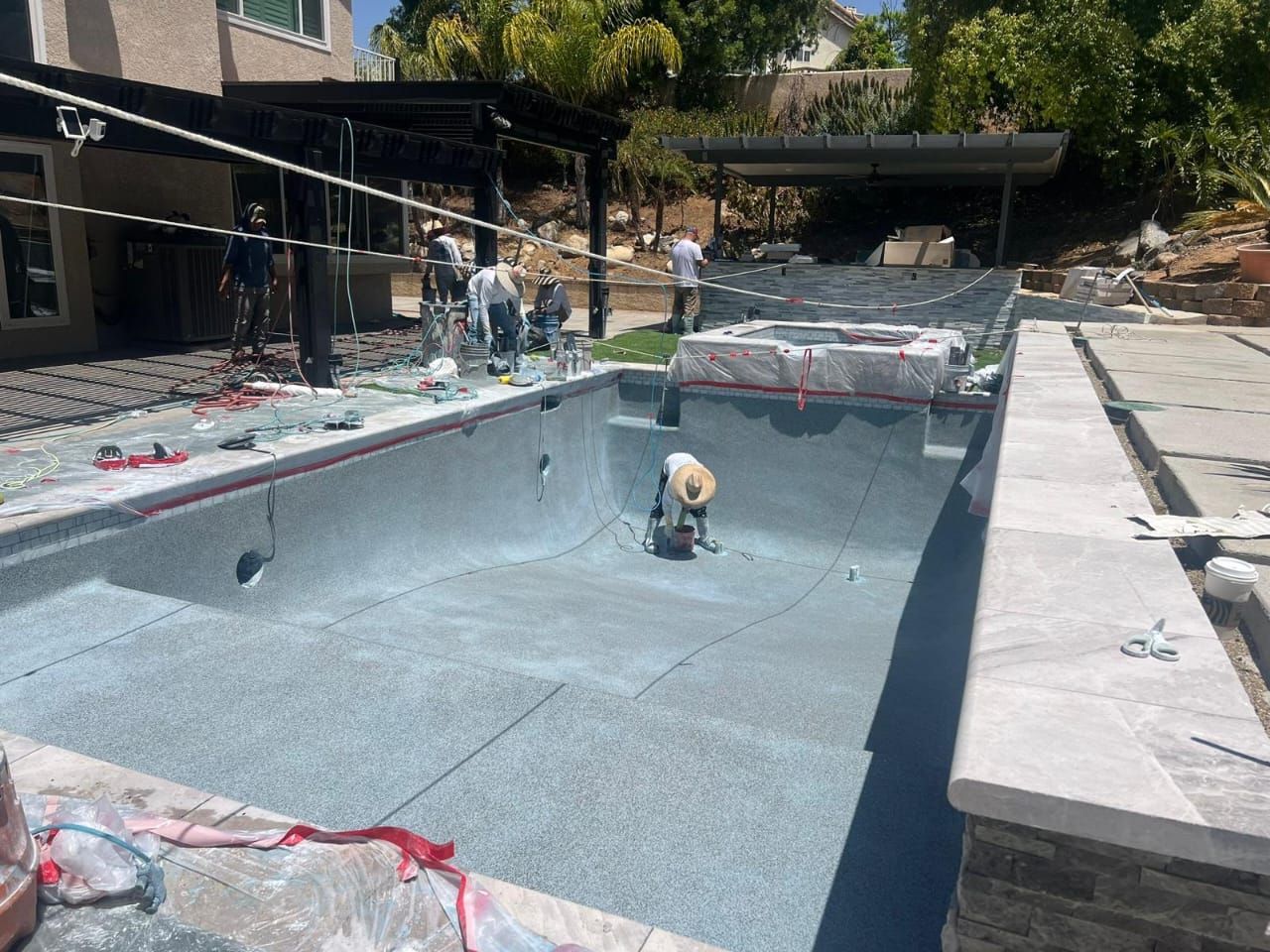 Pool shell construction and finish preparation in progress