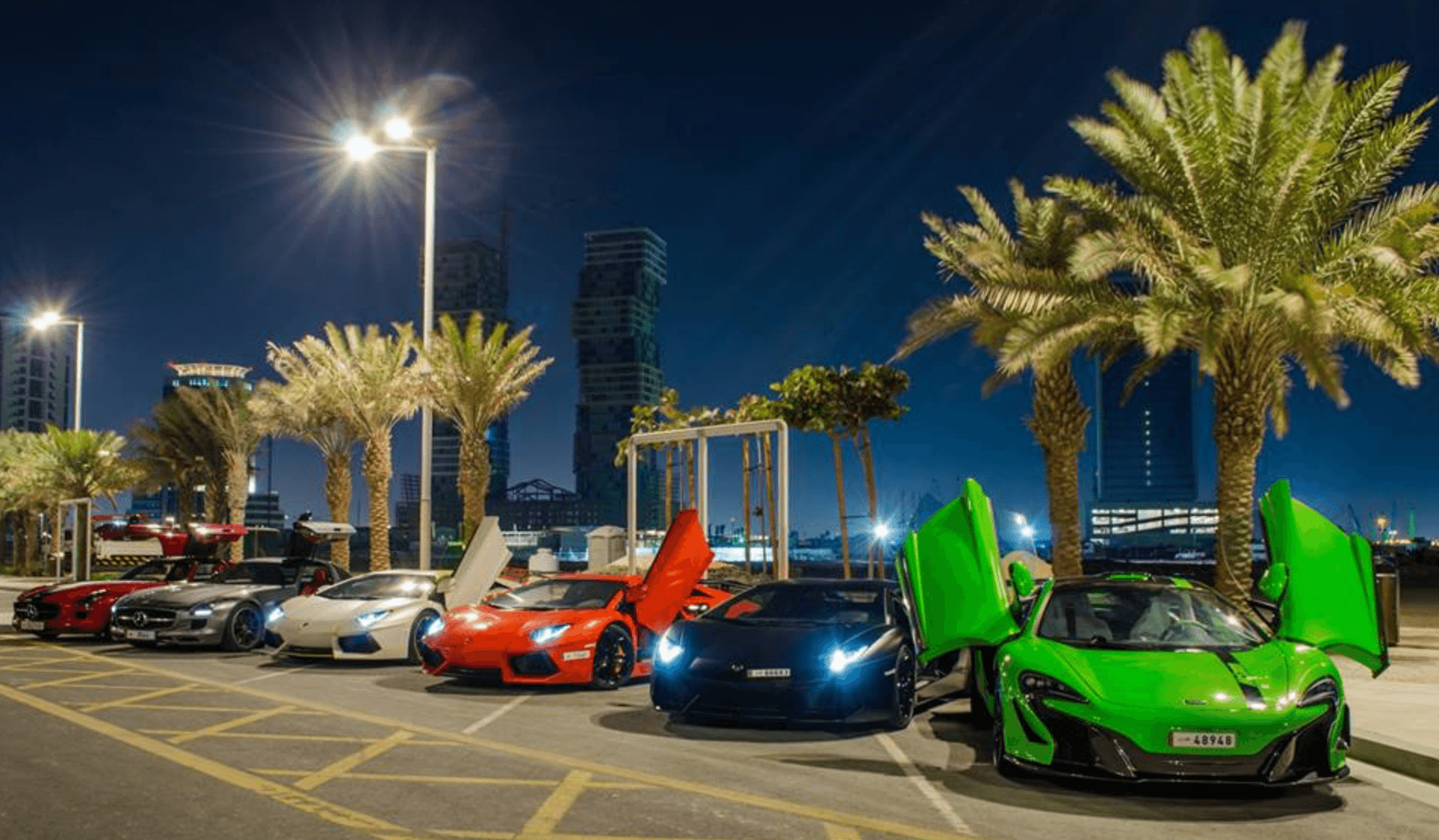 Traffic in the city street in Dubai Marina