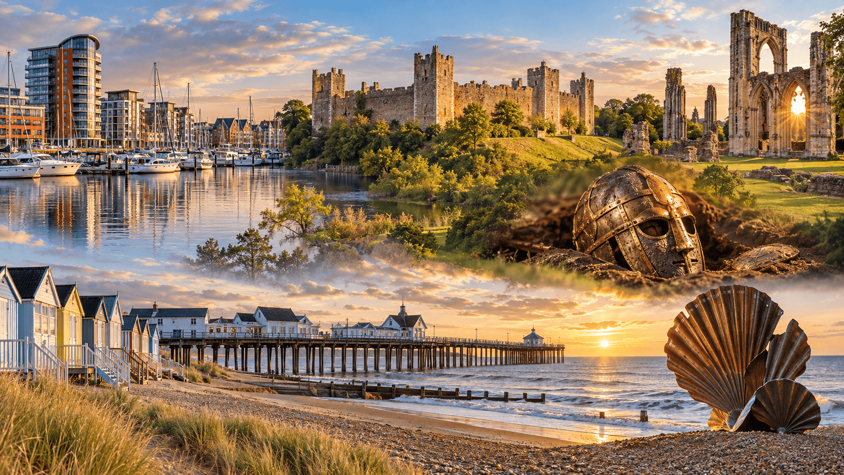 Suffolk landmarks and coastline