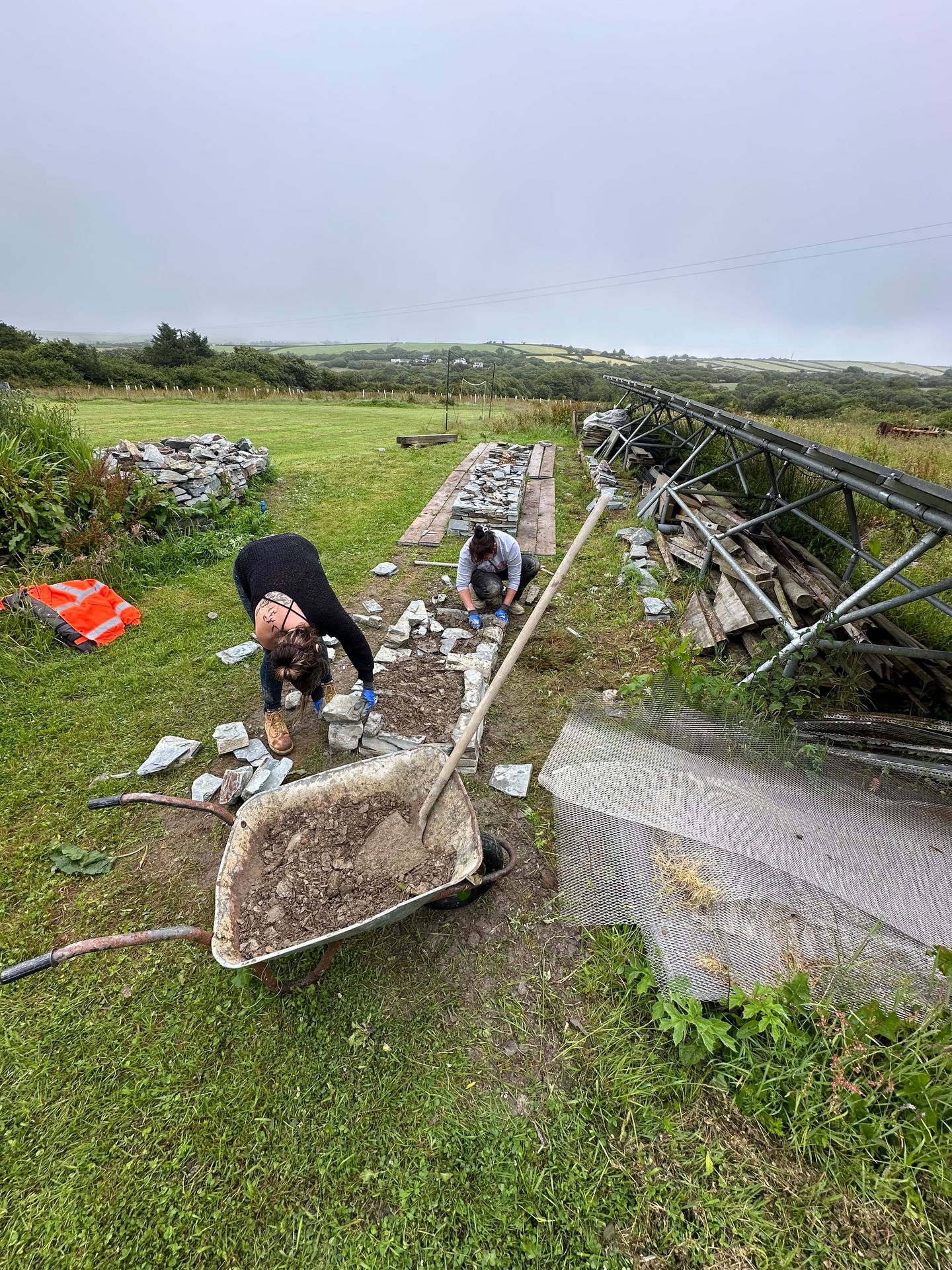 Hands-on stone walling session at Crackington Haven