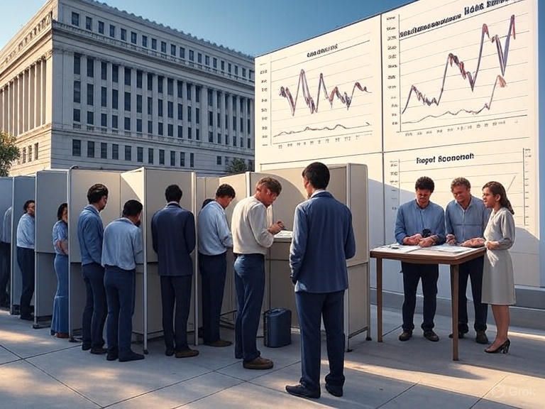 Voters in booths