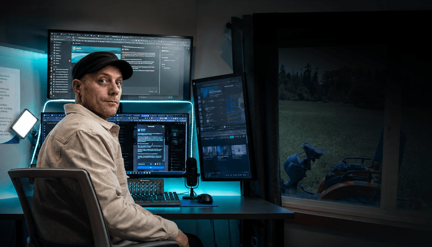 Joshua Hale building live at his desk