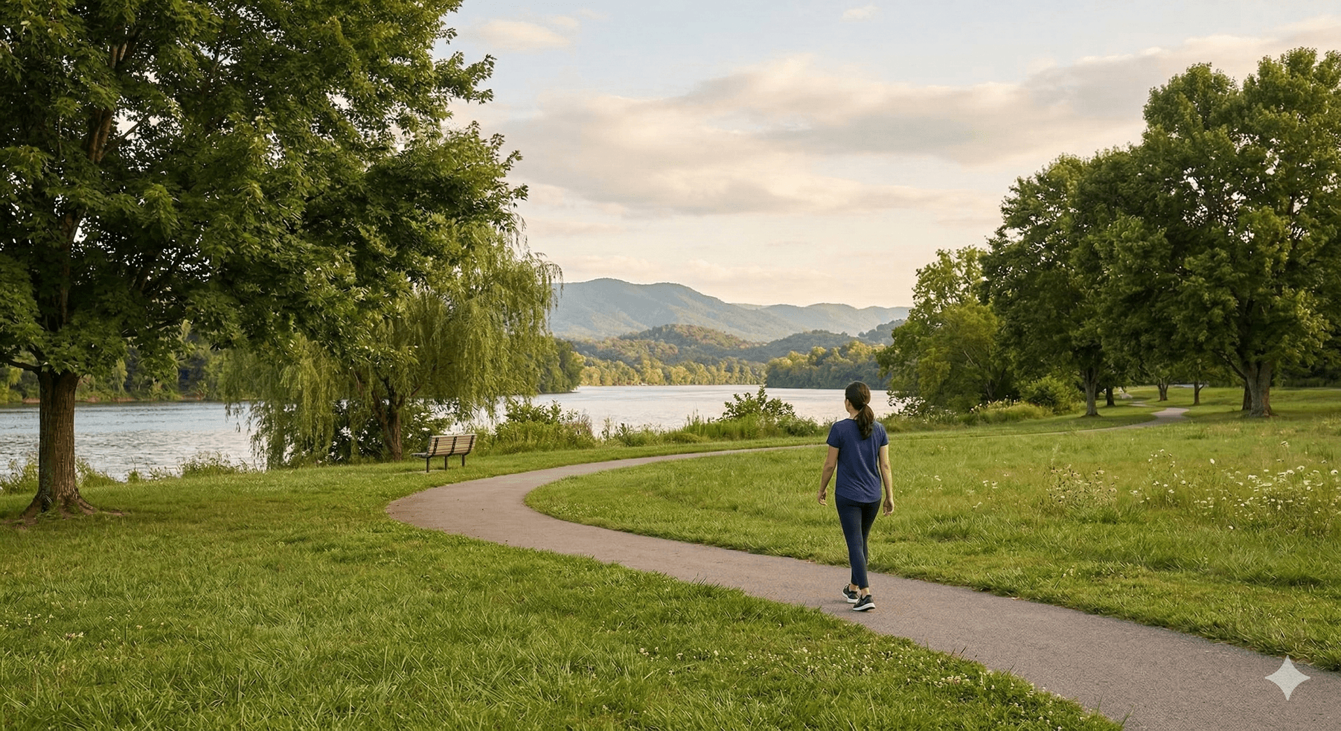 Woman walking at Lakeshore Park, Knoxville, TN. Woman walking at Lakeshore Park, Knoxville, TN.