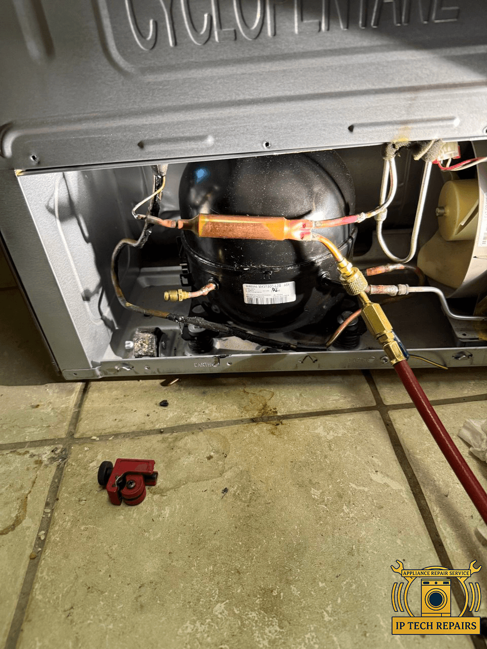 Samsung refrigerator compressor replacement in Sherman Oaks, CA by IP Tech Repairs – professional same-day refrigerator repair service.