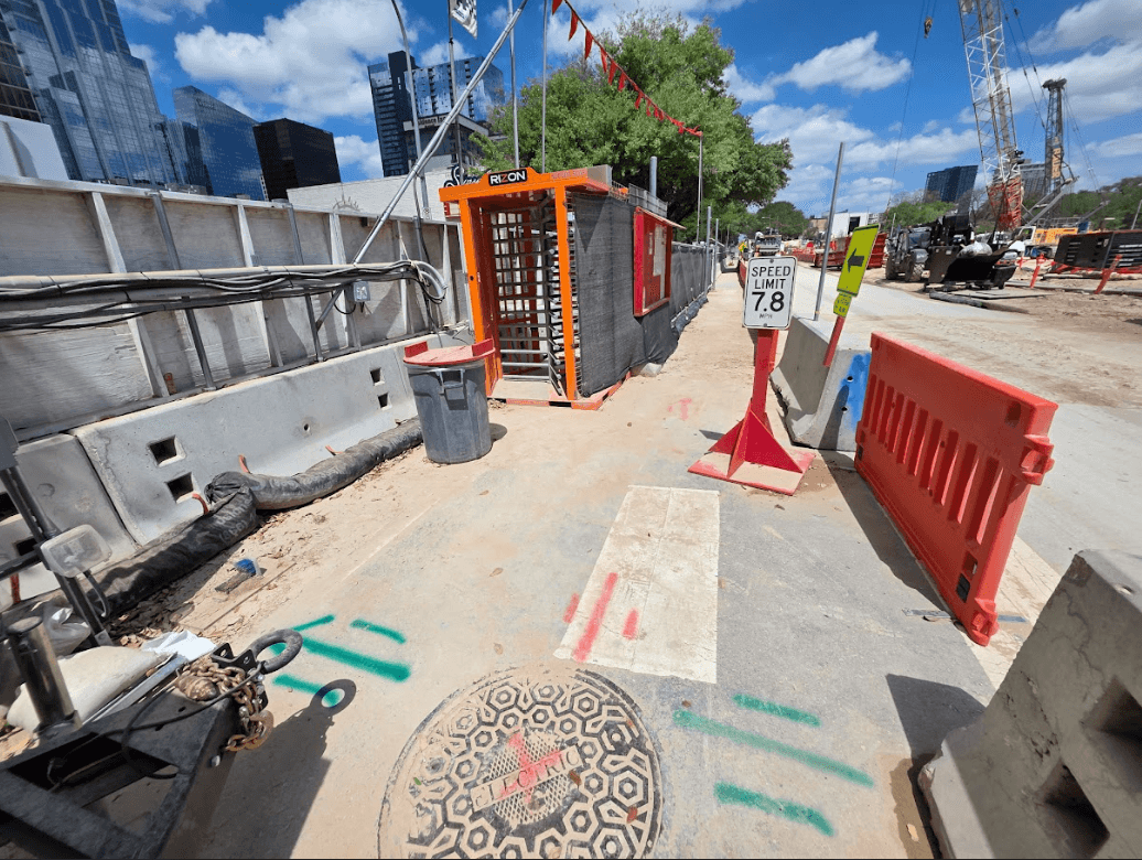 GPR cart scanning for underground utilities on a Austin job site
