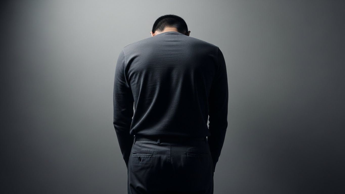 Homem visto de costas com postura curvada, transmitindo peso emocional, cansaço profundo e a carga invisível de quem sustenta tudo sozinho. Homem visto de costas com postura curvada, transmitindo peso emocional, cansaço profundo e a carga invisível de quem sustenta tudo sozinho.