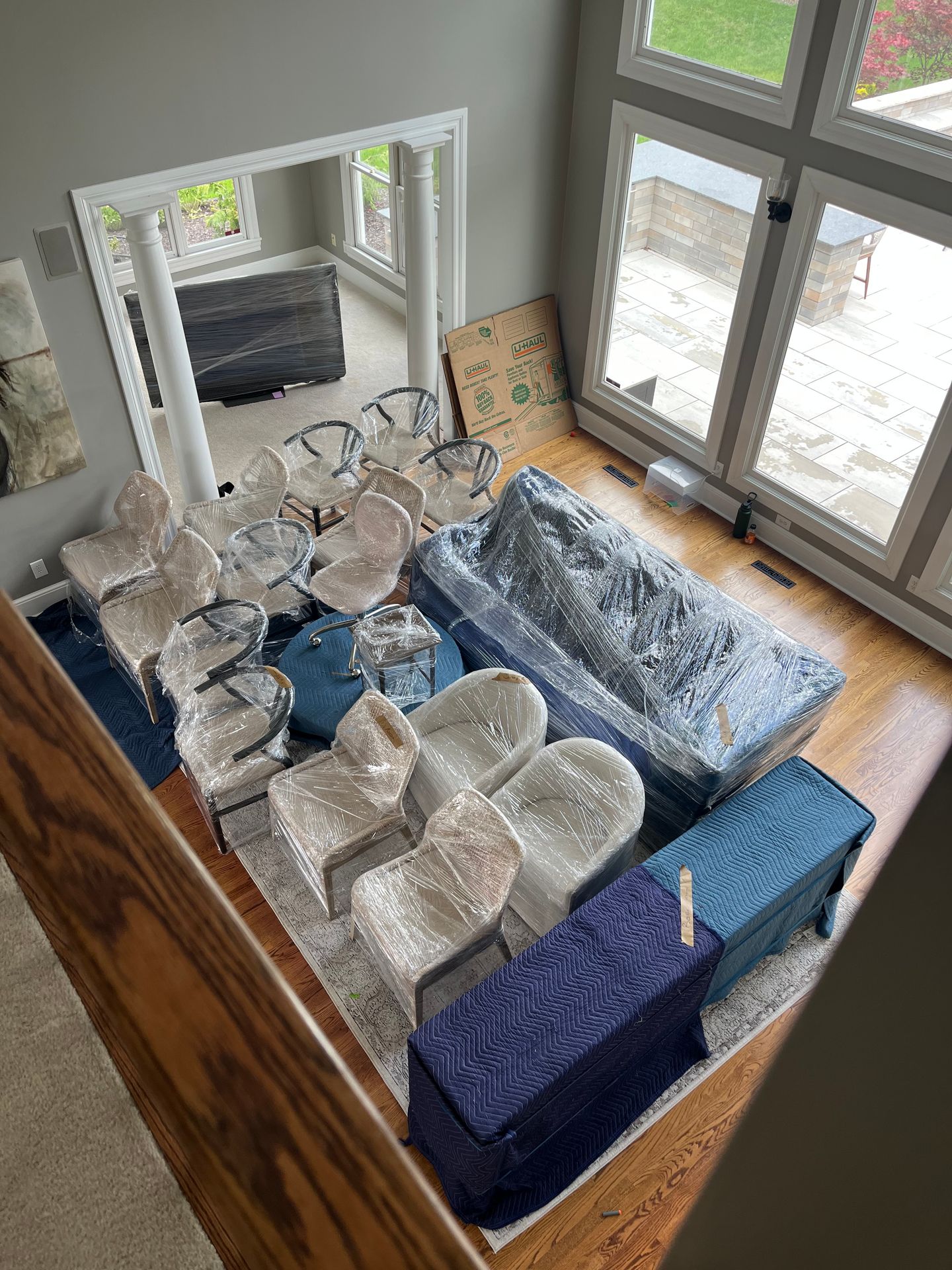 Furniture professionally wrapped and protected by Prime Packers LLC for a long distance move from Michigan City