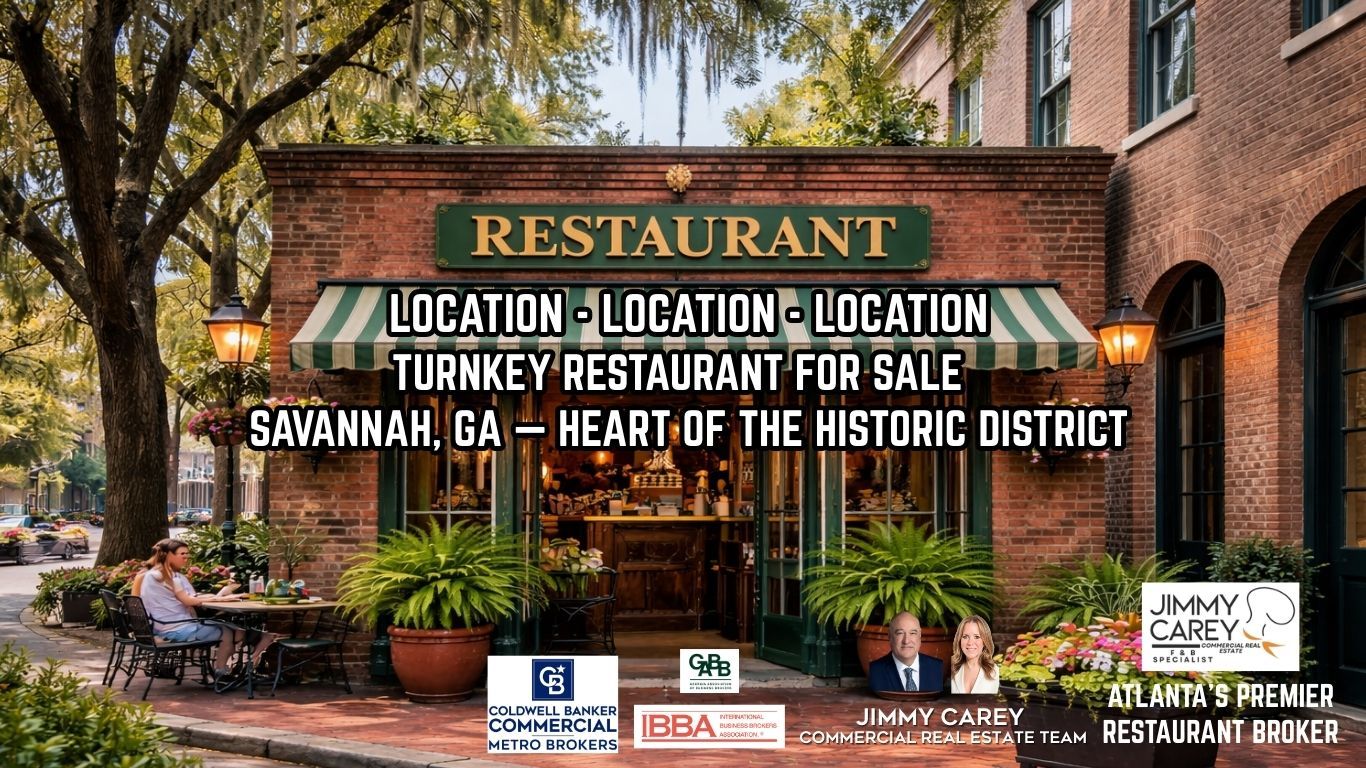 Turnkey restaurant for sale in Savannah GA Historic District steps from Broughton Street and River Street — Jimmy Carey Atlanta's Premier Restaurant Broker