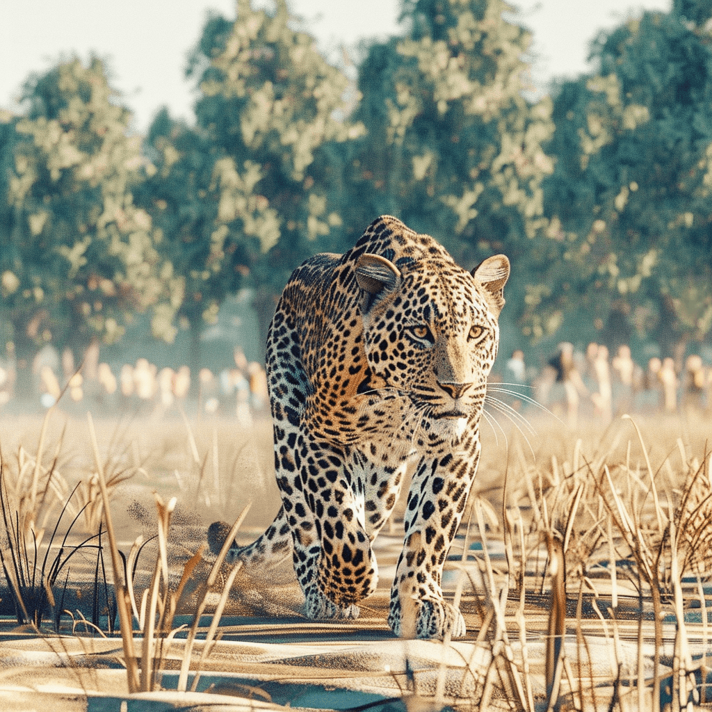 Leopard Exploring The Inquisitive Leopard: A Curious Visitor at a New Borehole in Namibia