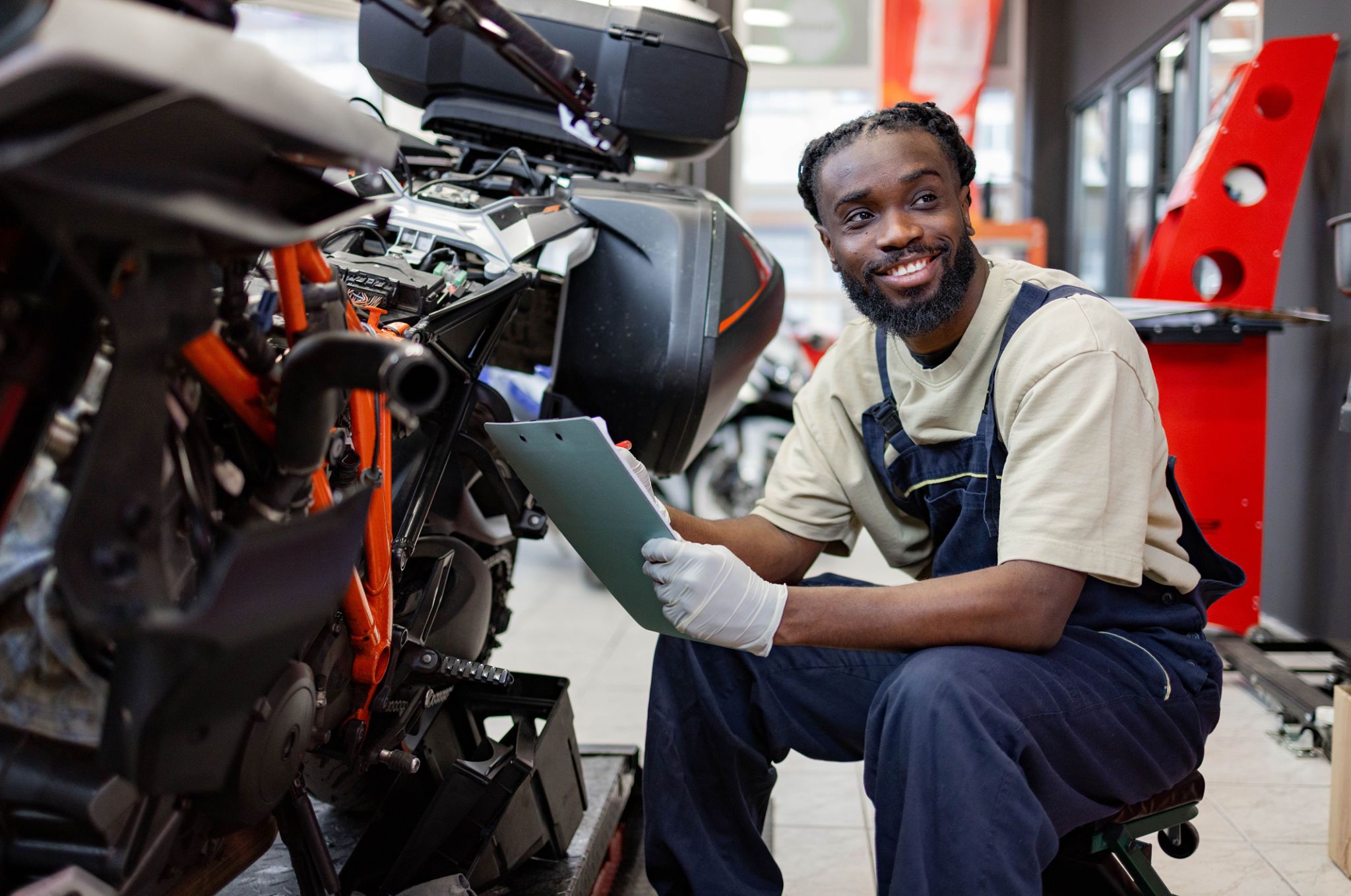 mechanic working motorcycle