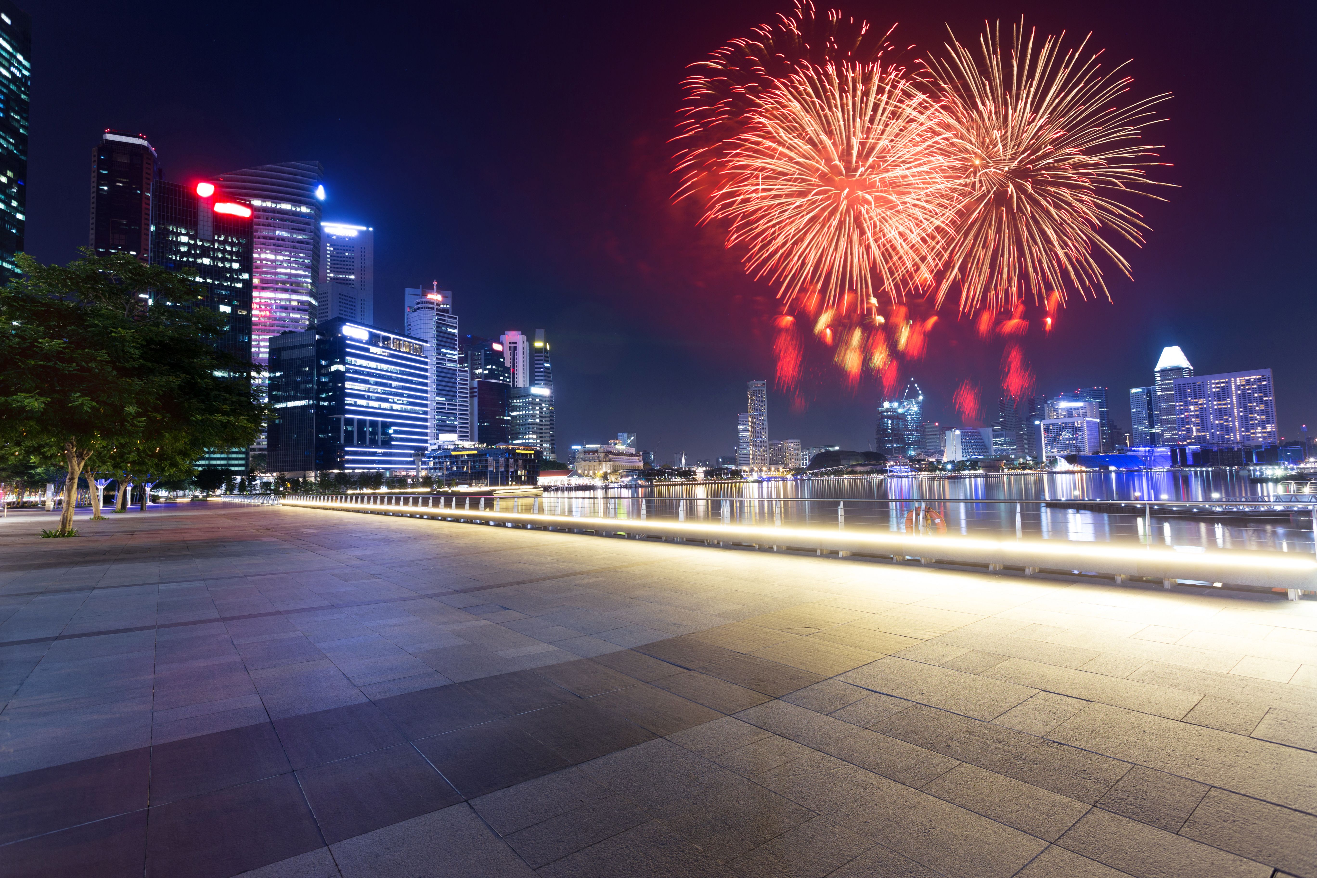 fireworks over city