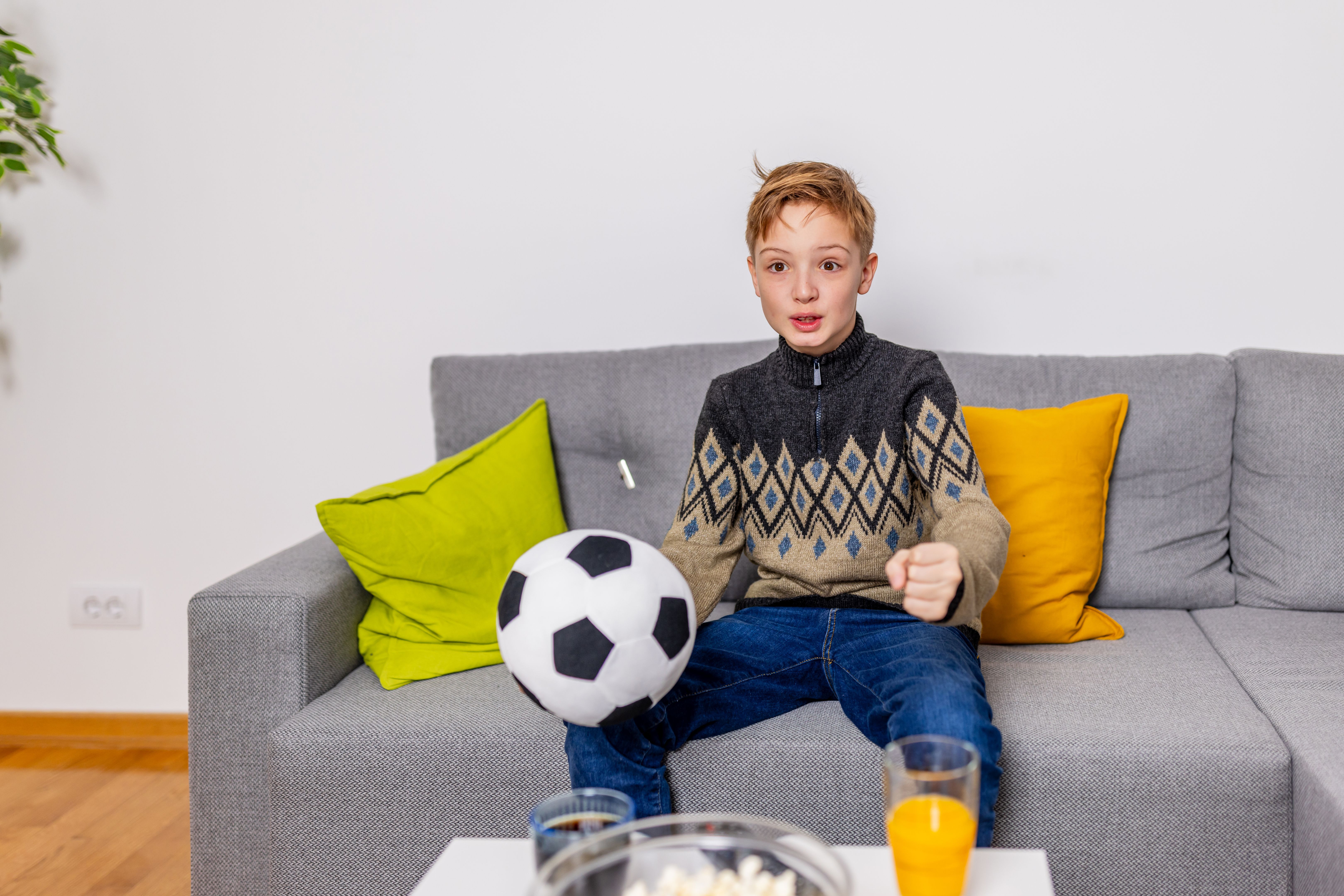 child watching soccer