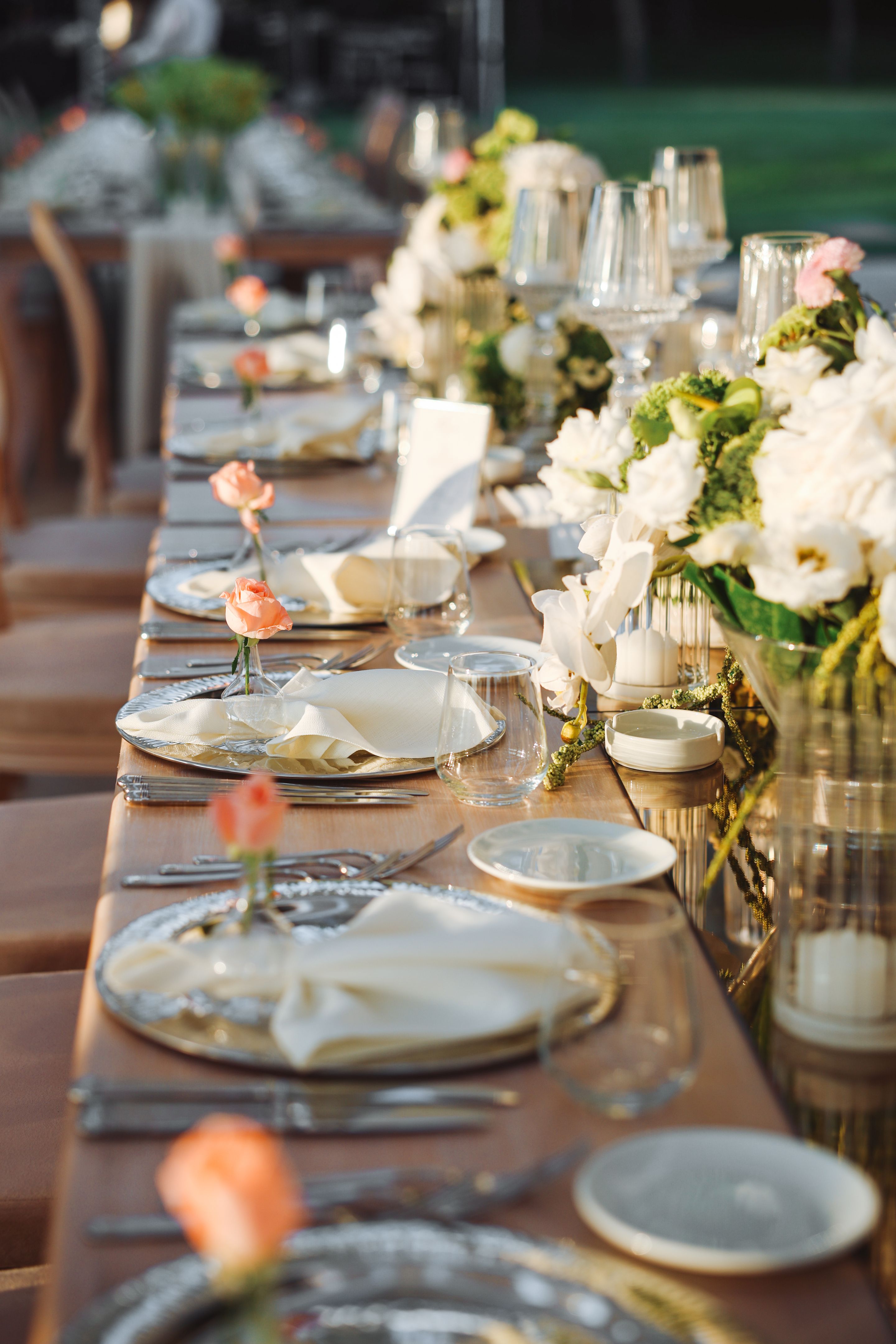 Table setting for an event party or wedding reception