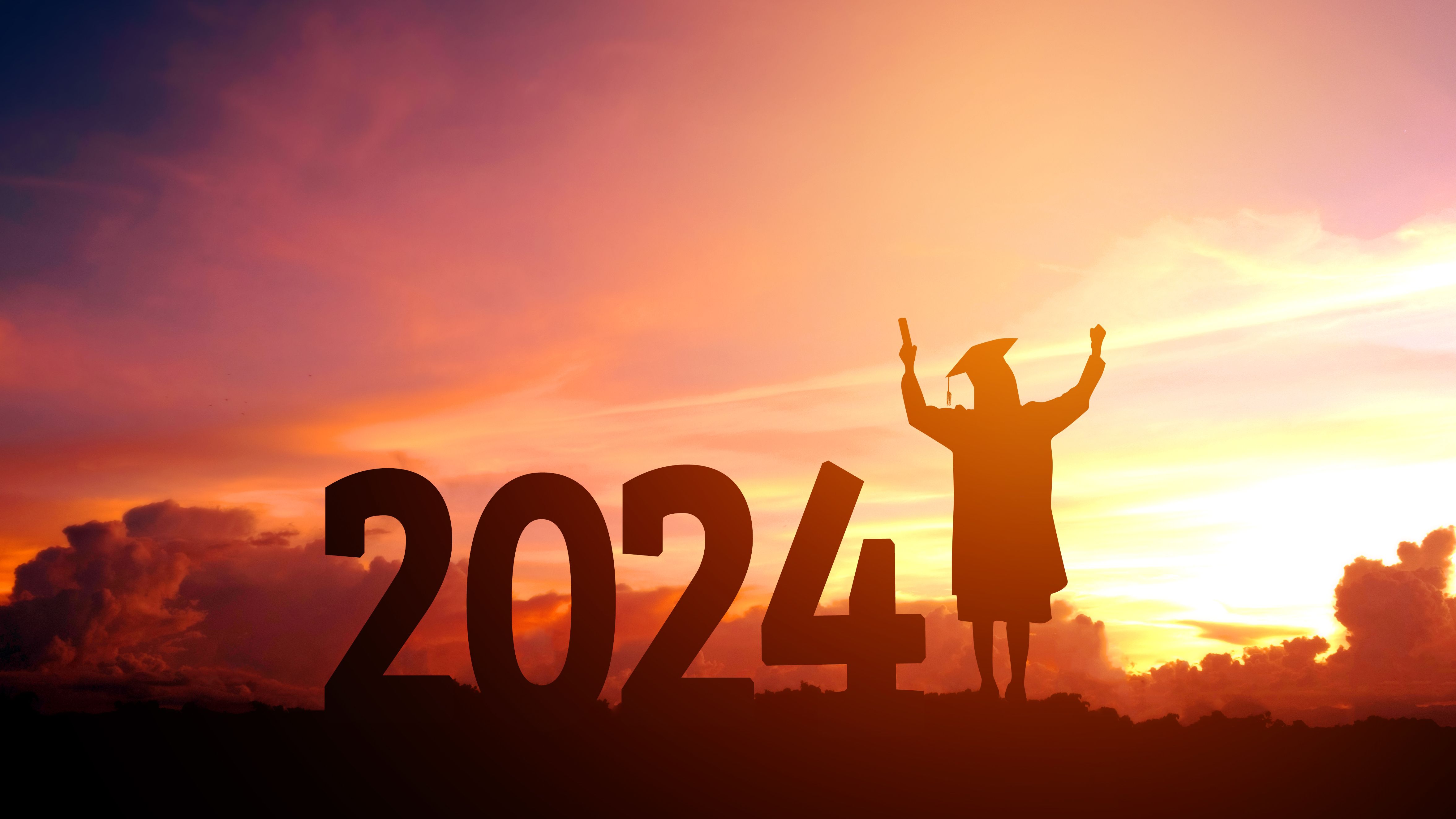 2020 New year Silhouette people graduation in 2020 years education congratulation concept ,Freedom and Happy new year
