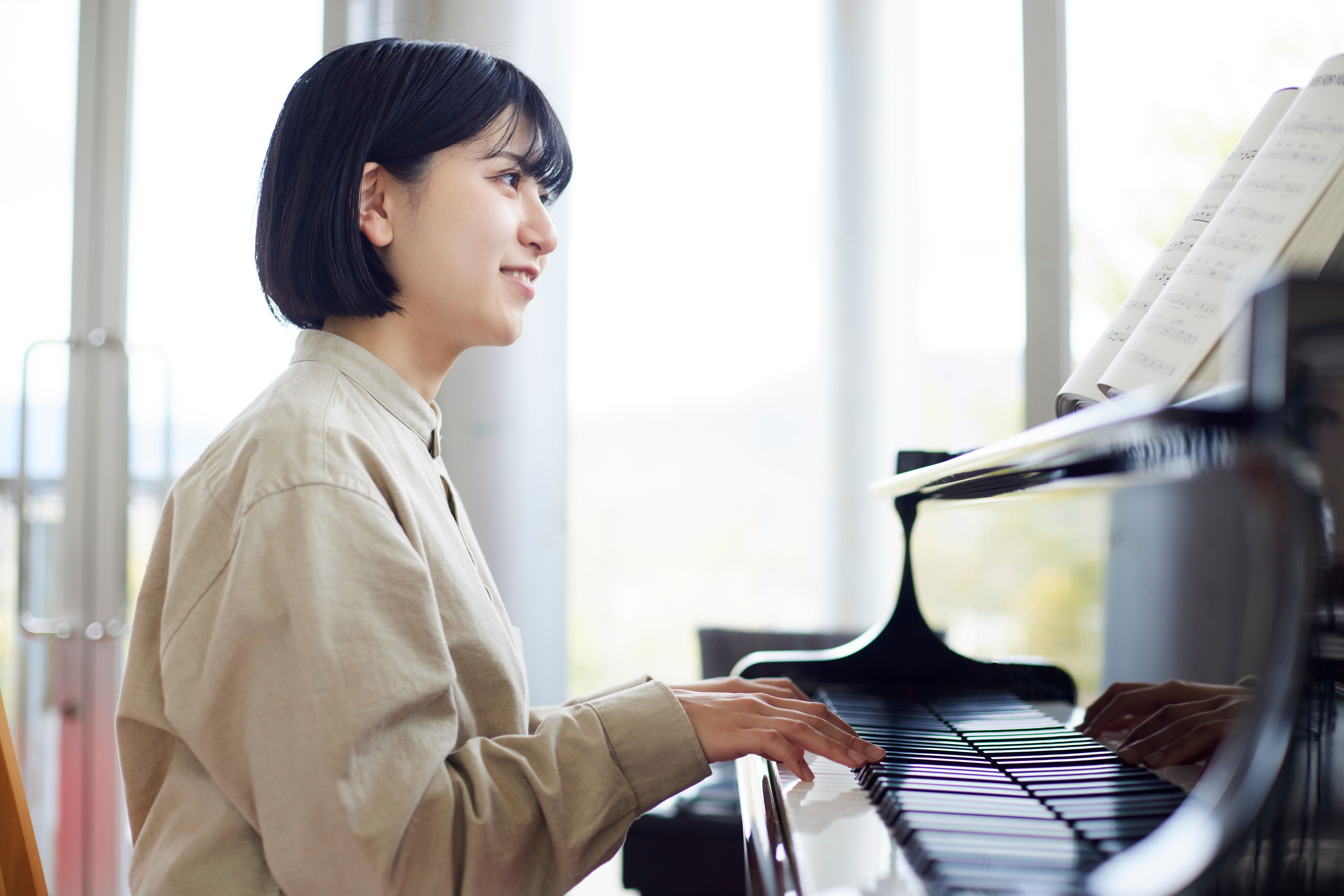 student playing piano