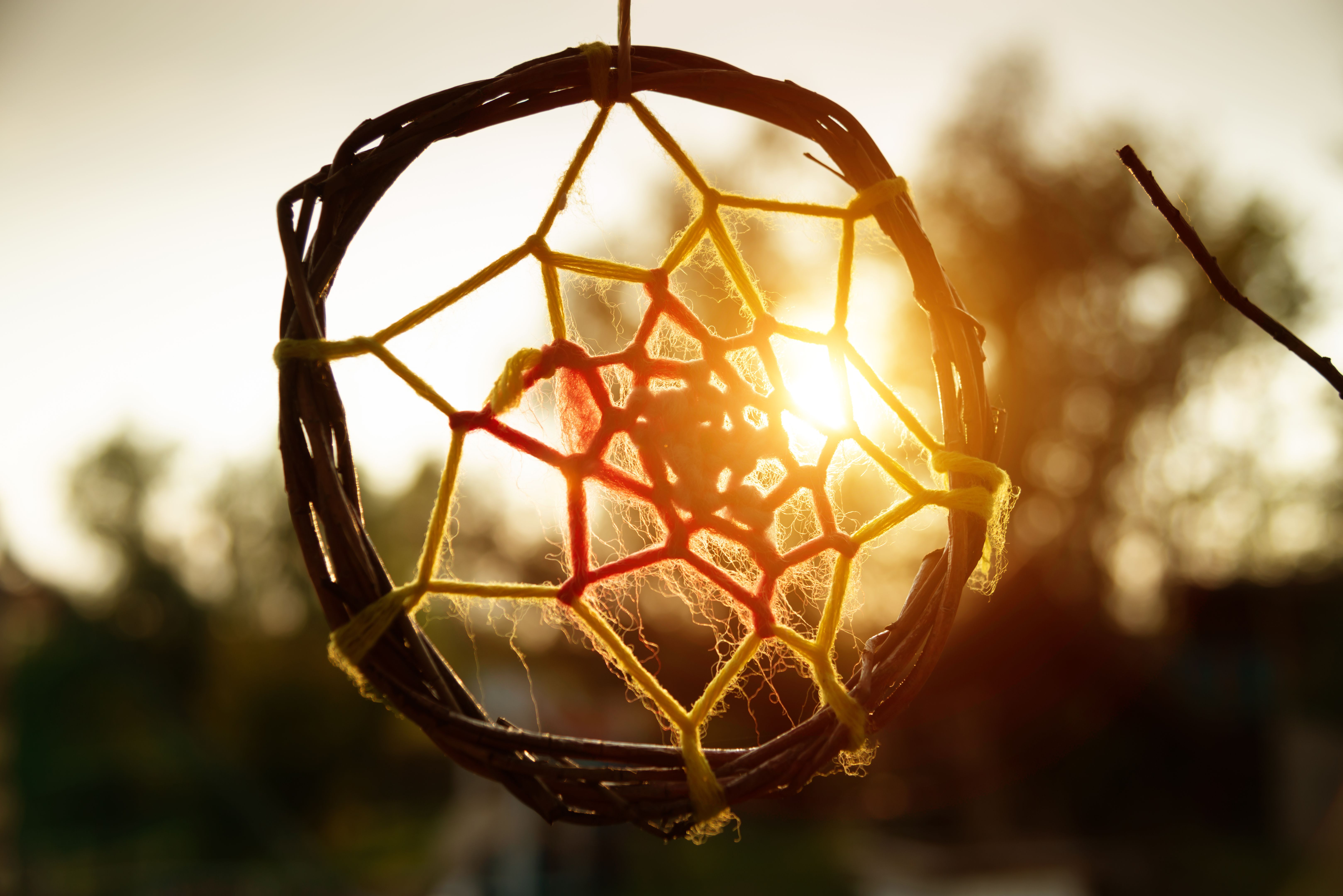 Dream catcher against sunlight