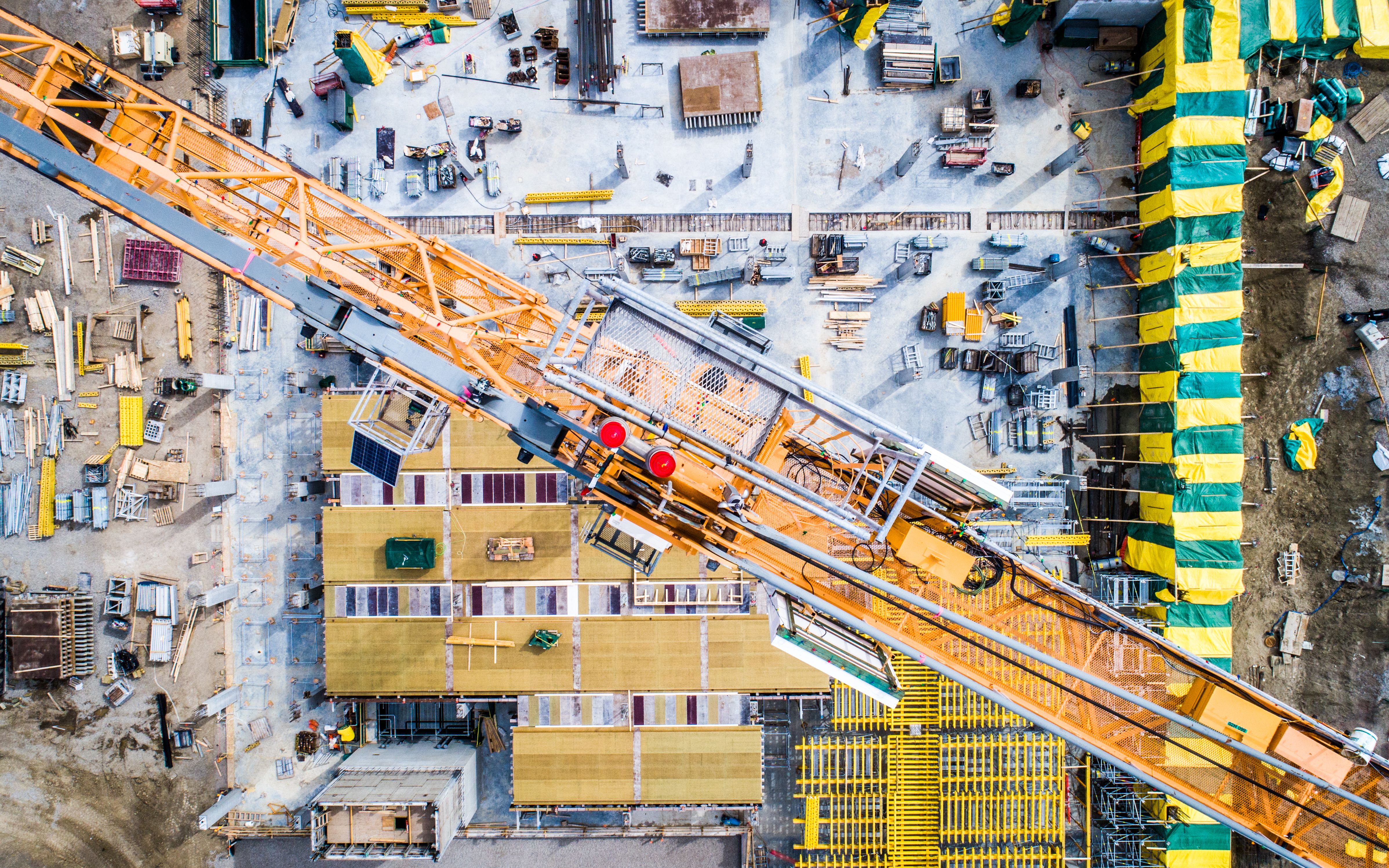Aerial Photo of Busy Construction Site
