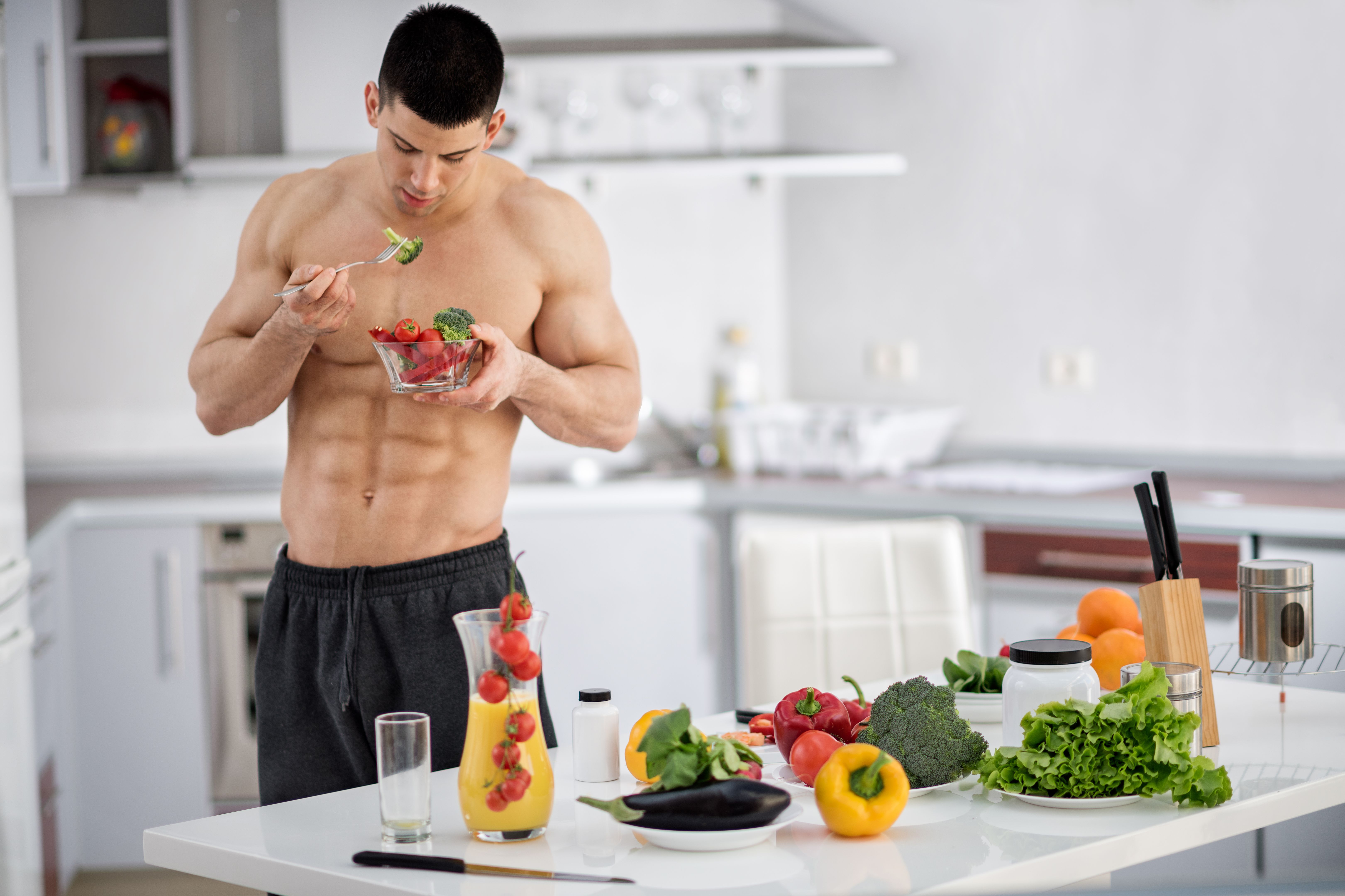 Bodybuilder in the kitchen Bodybuilder in the kitchen