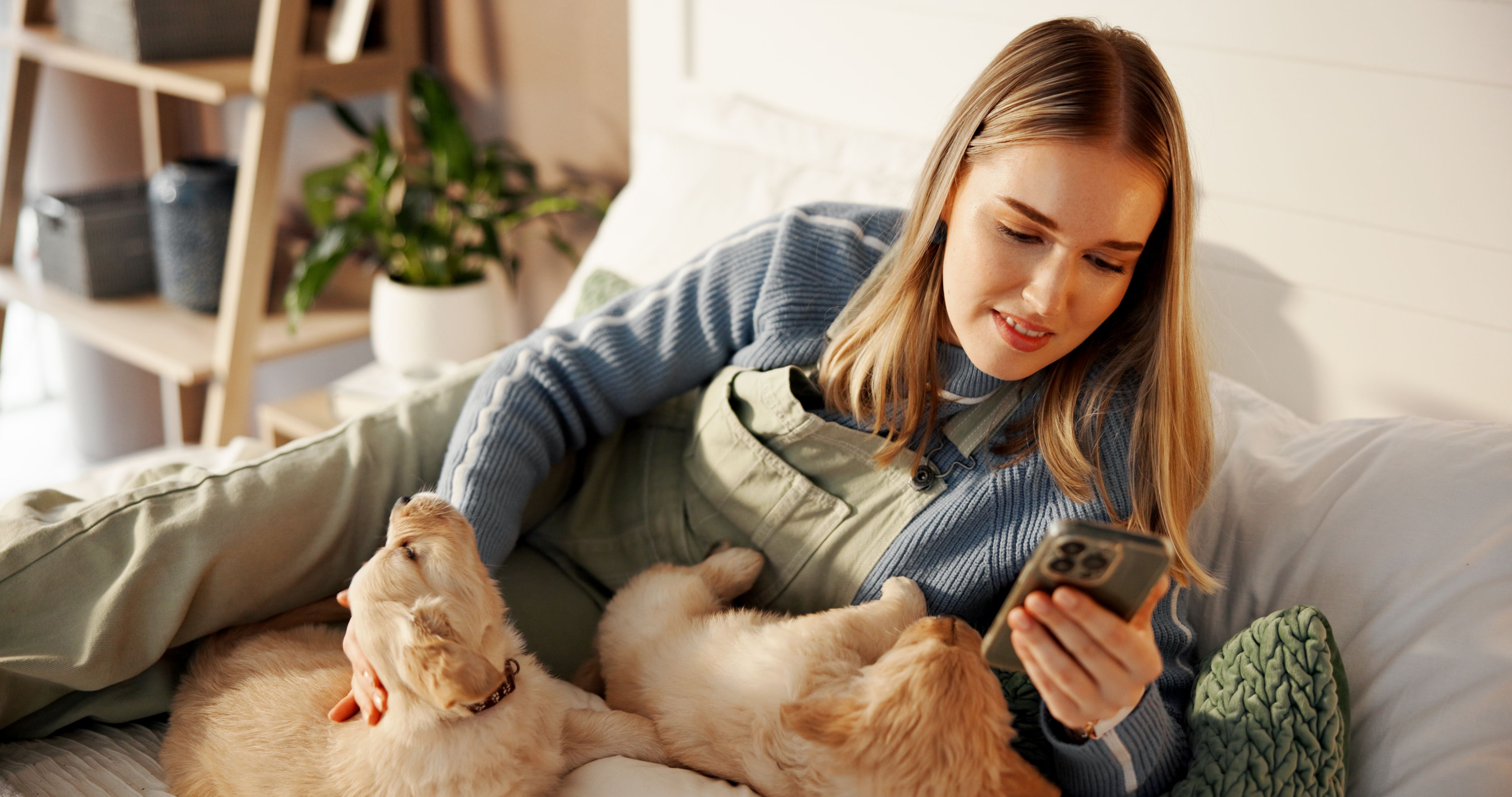 pet owner with smartphone