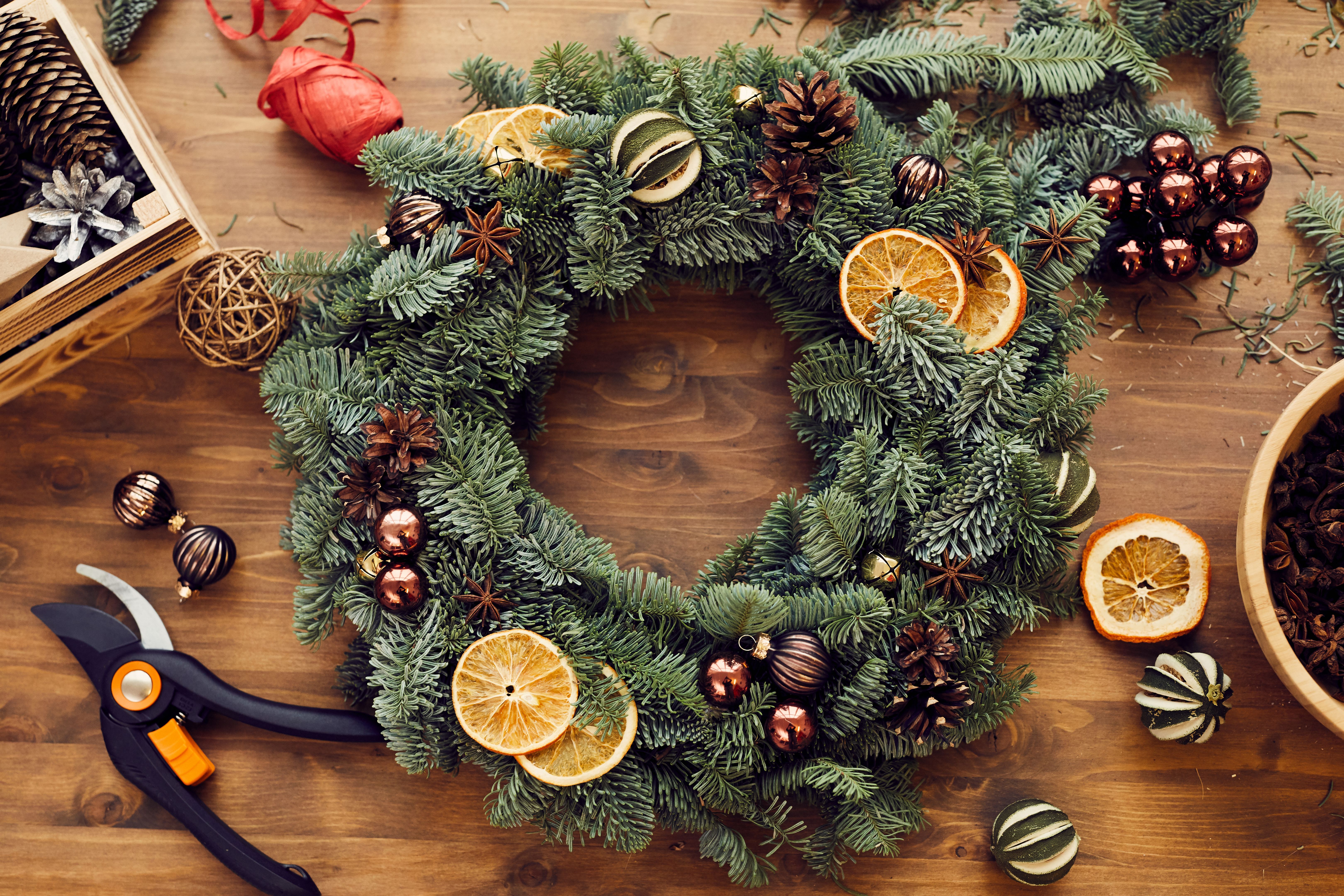 natural holiday wreath
