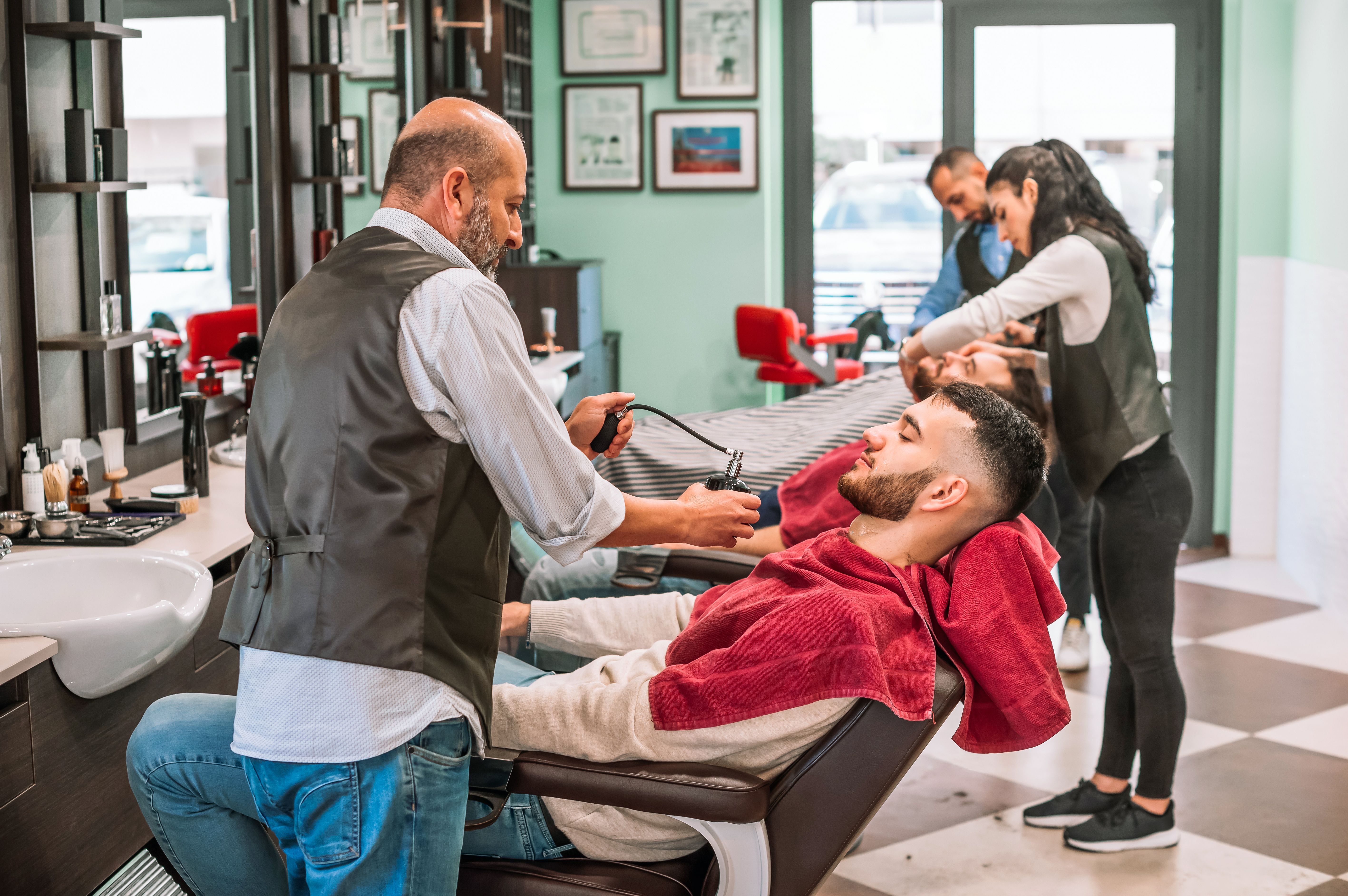 busy barber shop