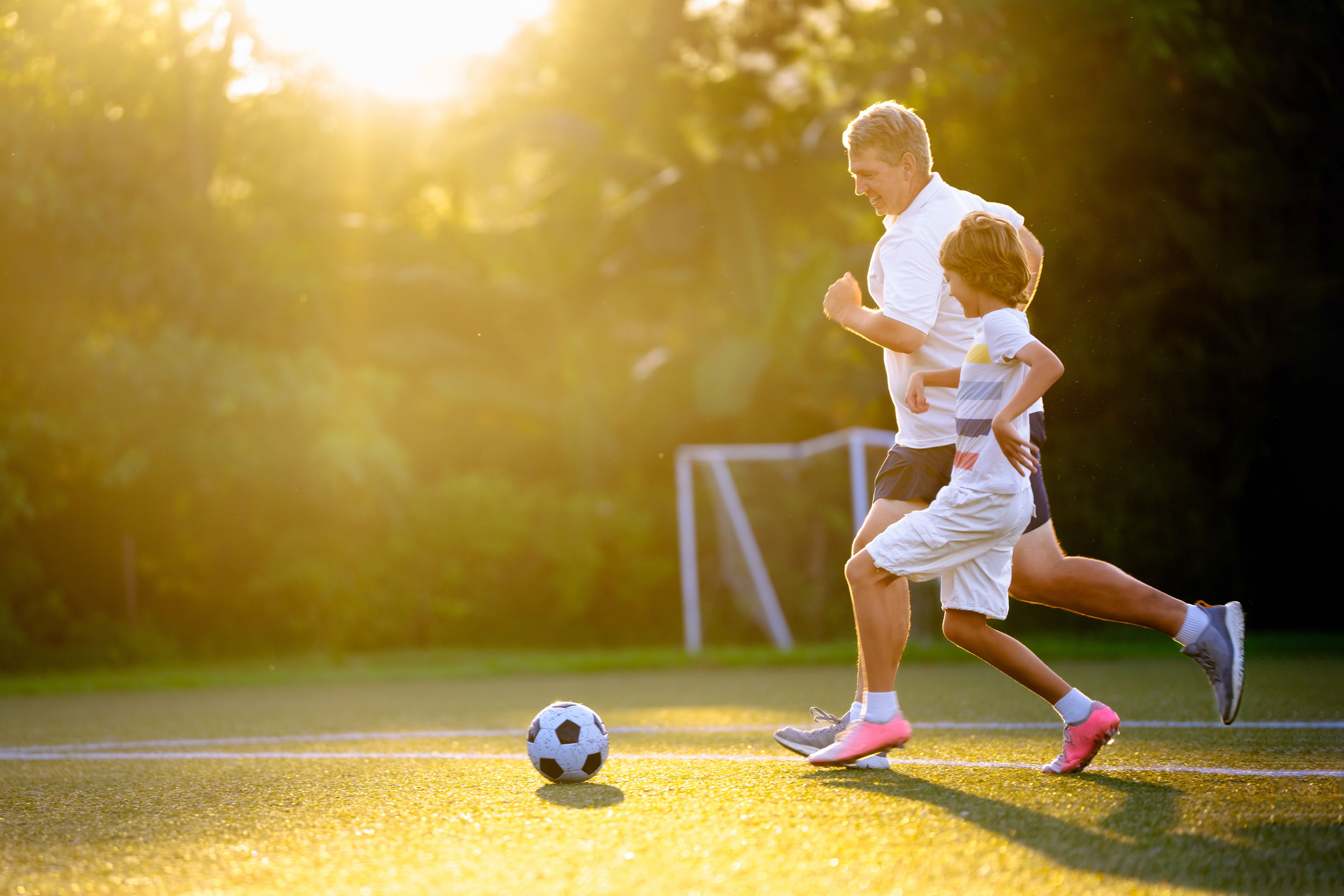 children playing soccer