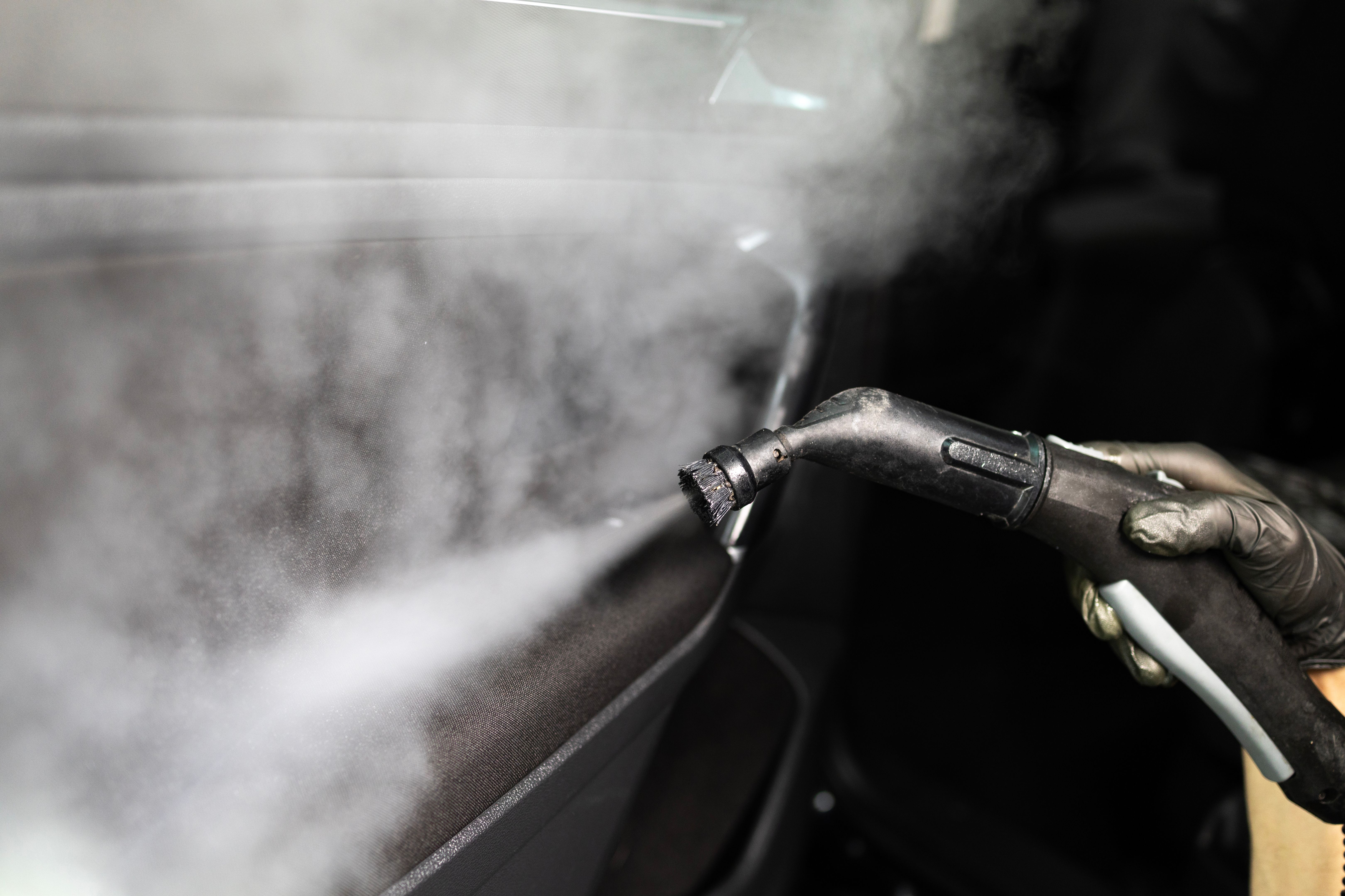 Car detailing and cleaning dirty break car padals.