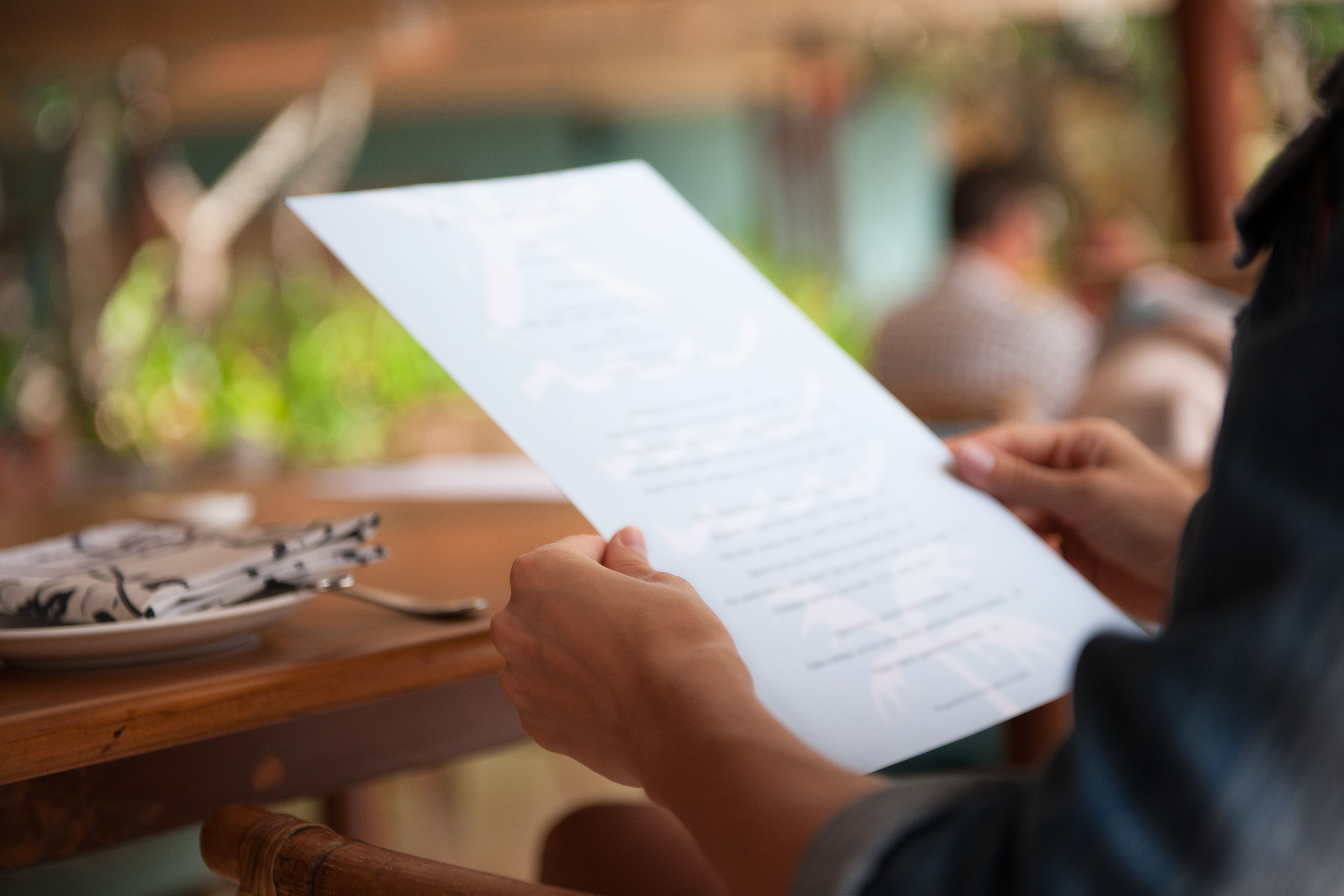 restaurant menu
