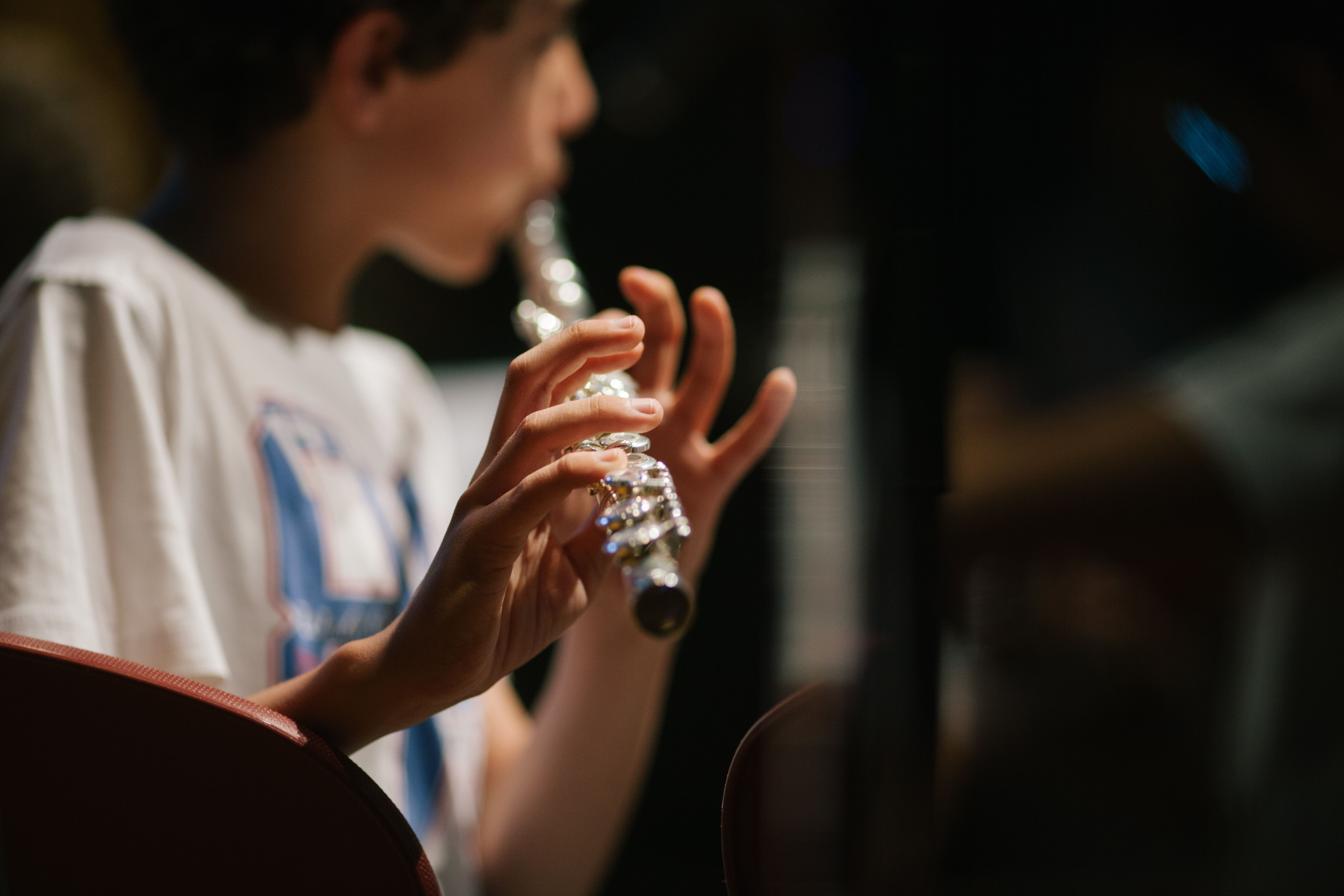 children playing music
