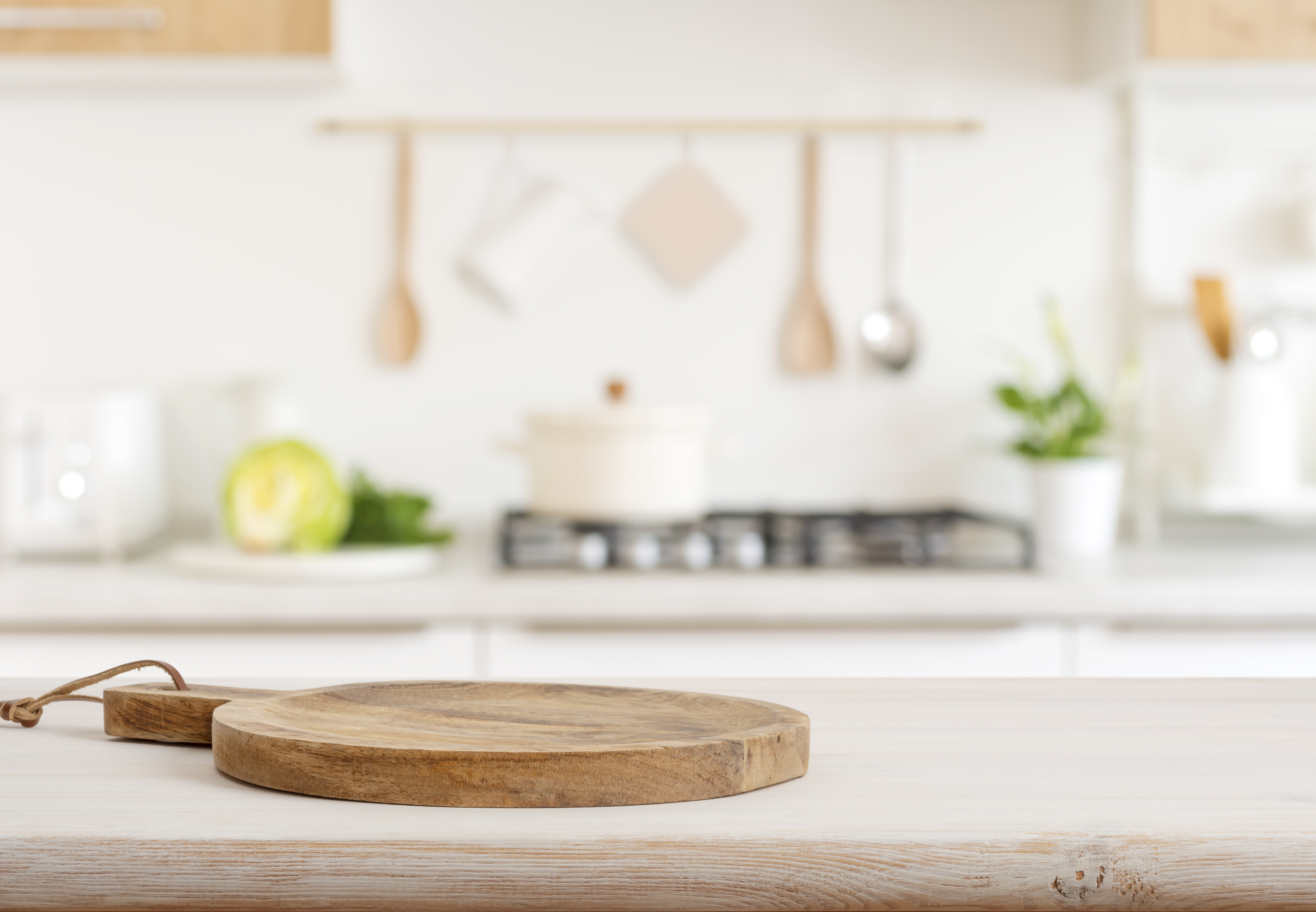 Copy space for your product display with kitchen table background Copy space for your product display with kitchen table background