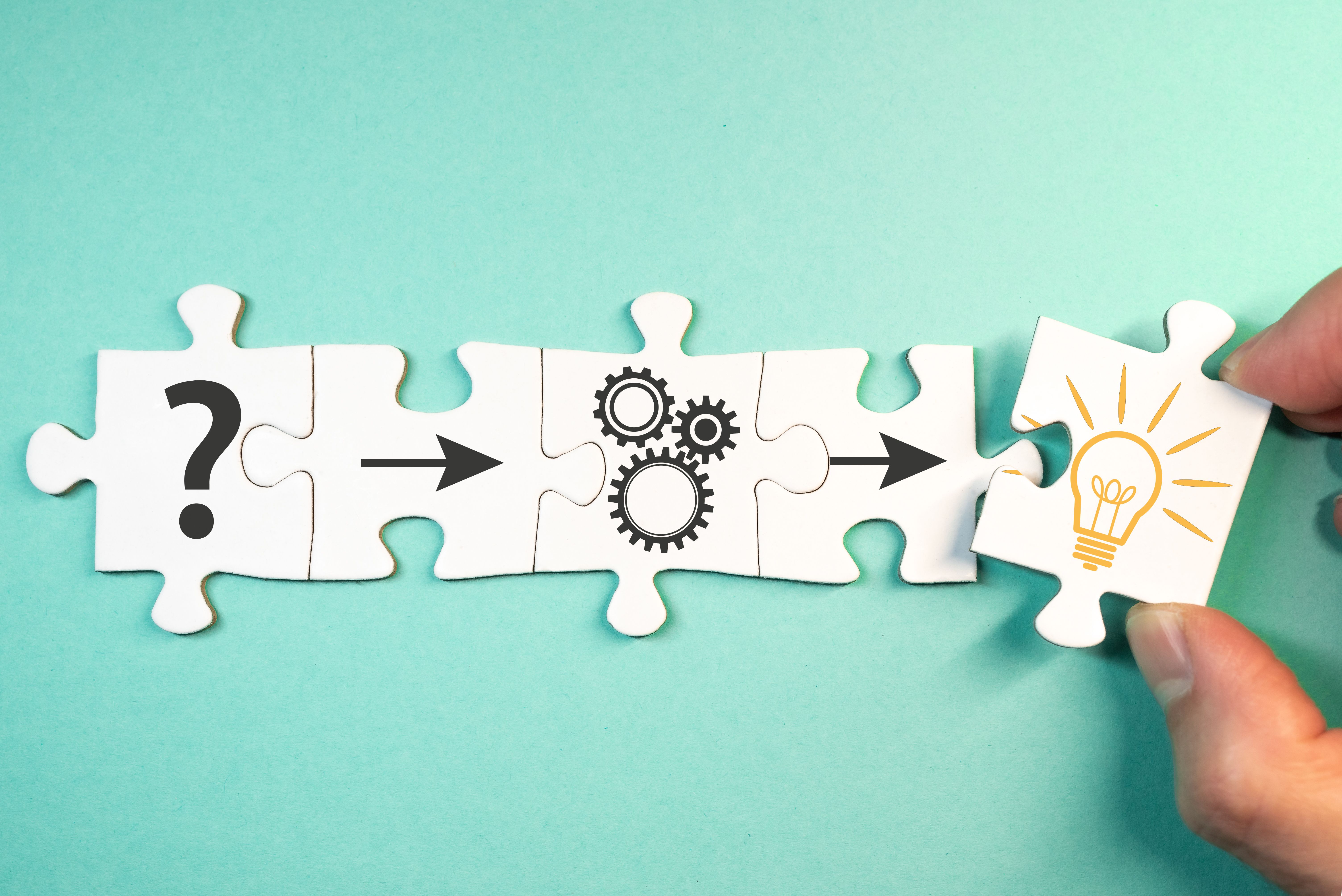 finding solution for a problem concept with jigsaw puzzle pieces finding solution for a problem concept with jigsaw puzzle pieces