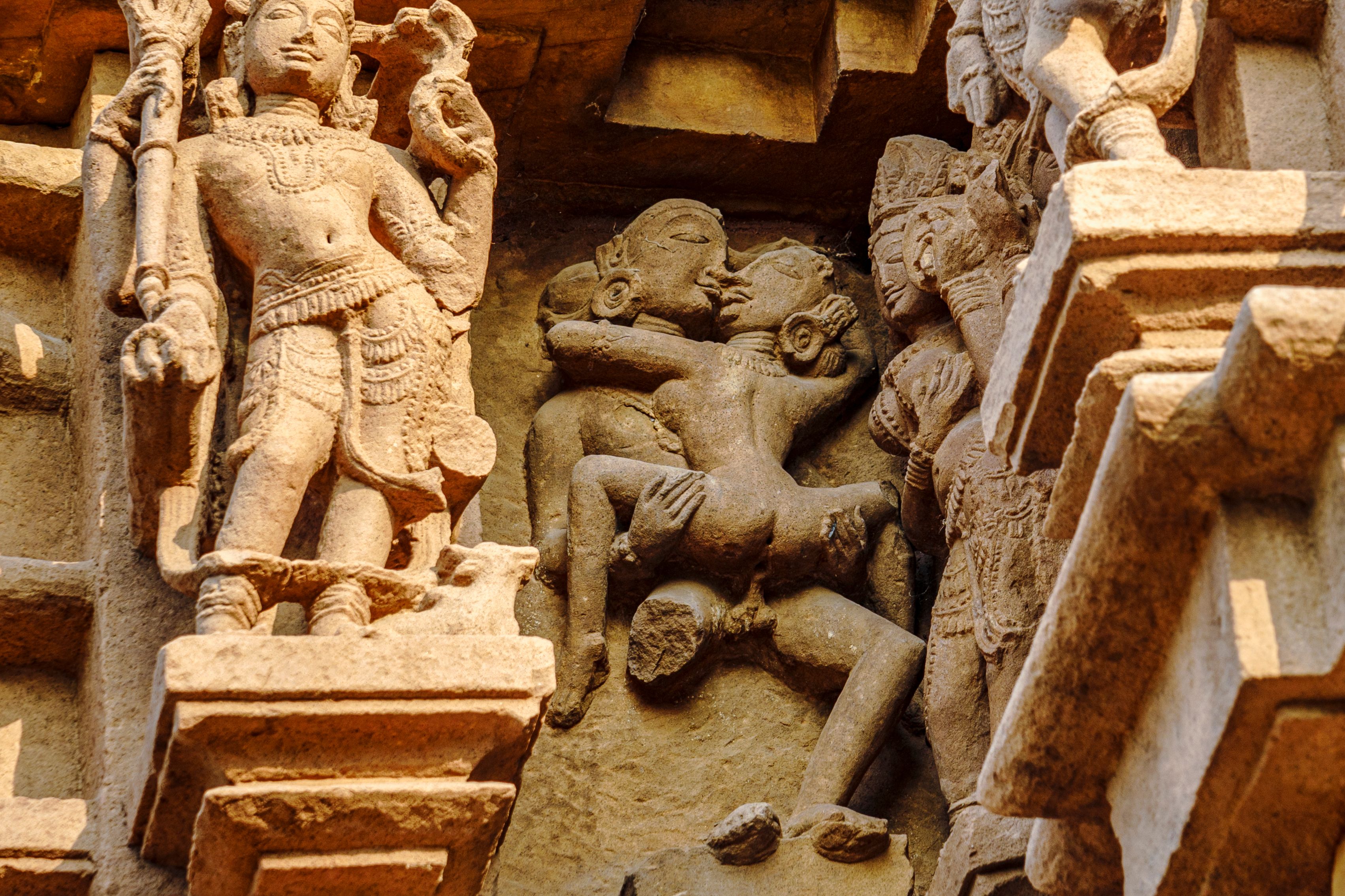 India. Khajuraho. Erotic sculpture at Lakshmana temple India. Khajuraho. Erotic sculpture at Lakshmana temple