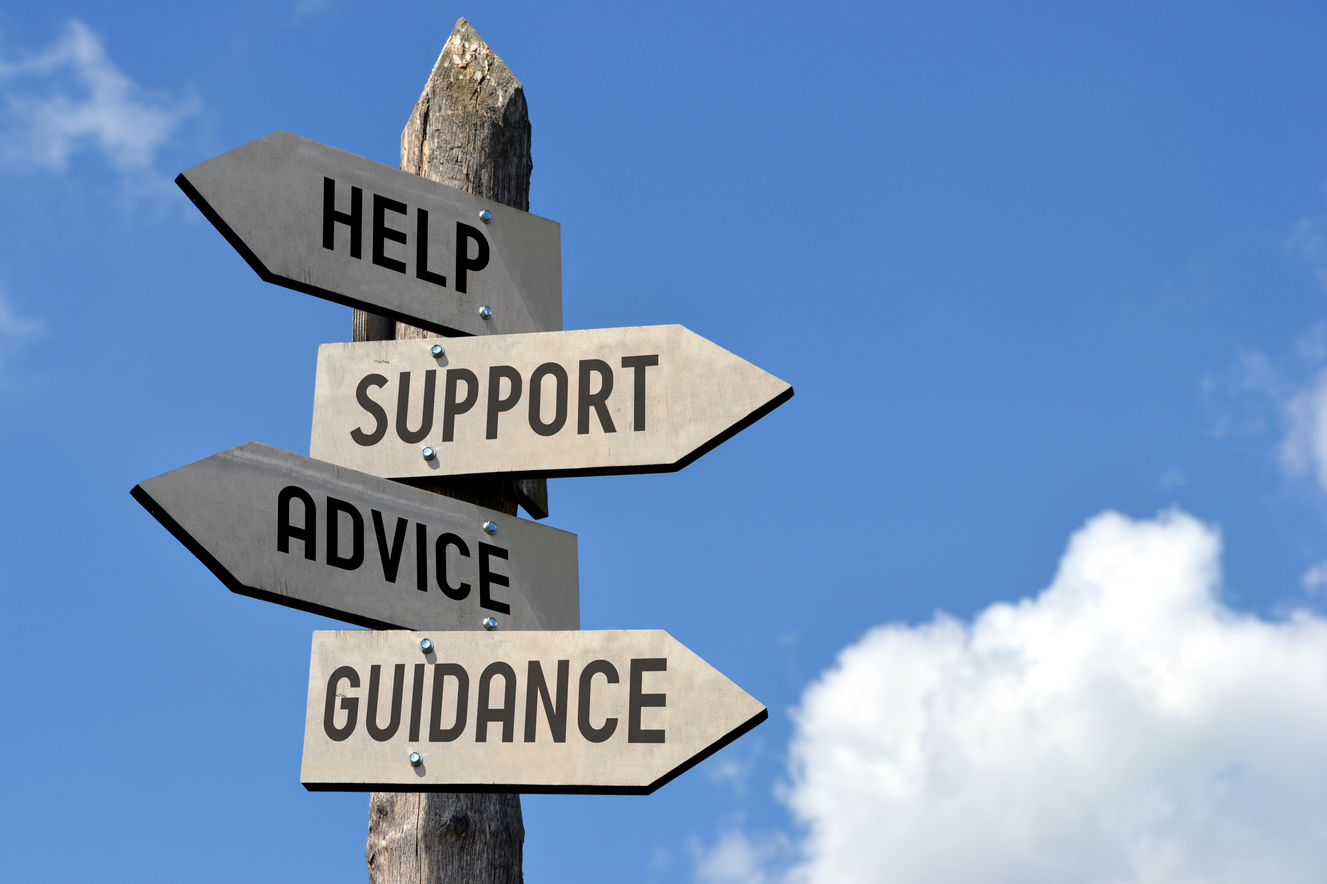 Help, support, advice, guidance signpost Help, support, advice, guidance signpost