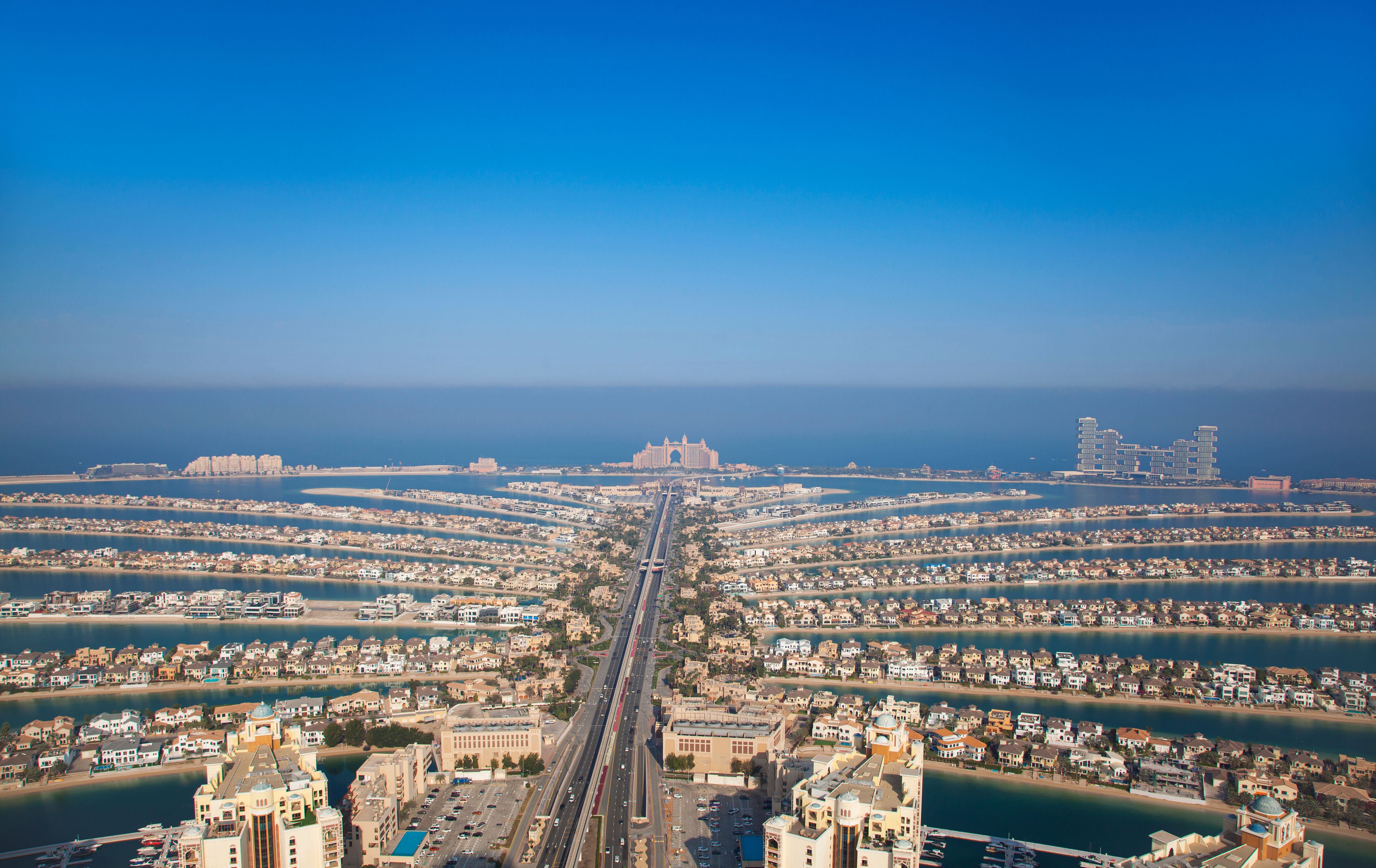 Palm Island, Dubai United Arab Emirates top view