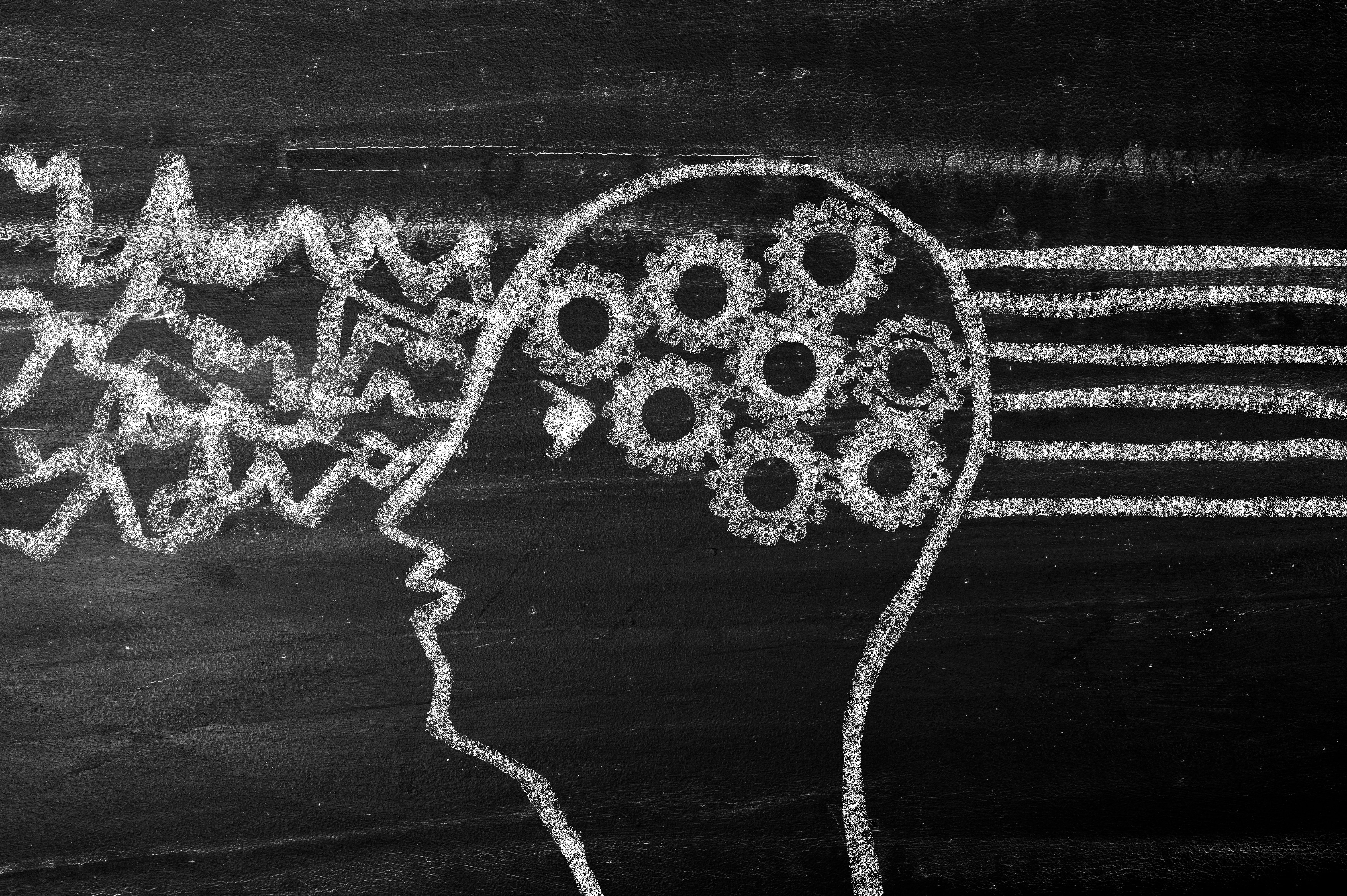 Information processing concept on chalkboard