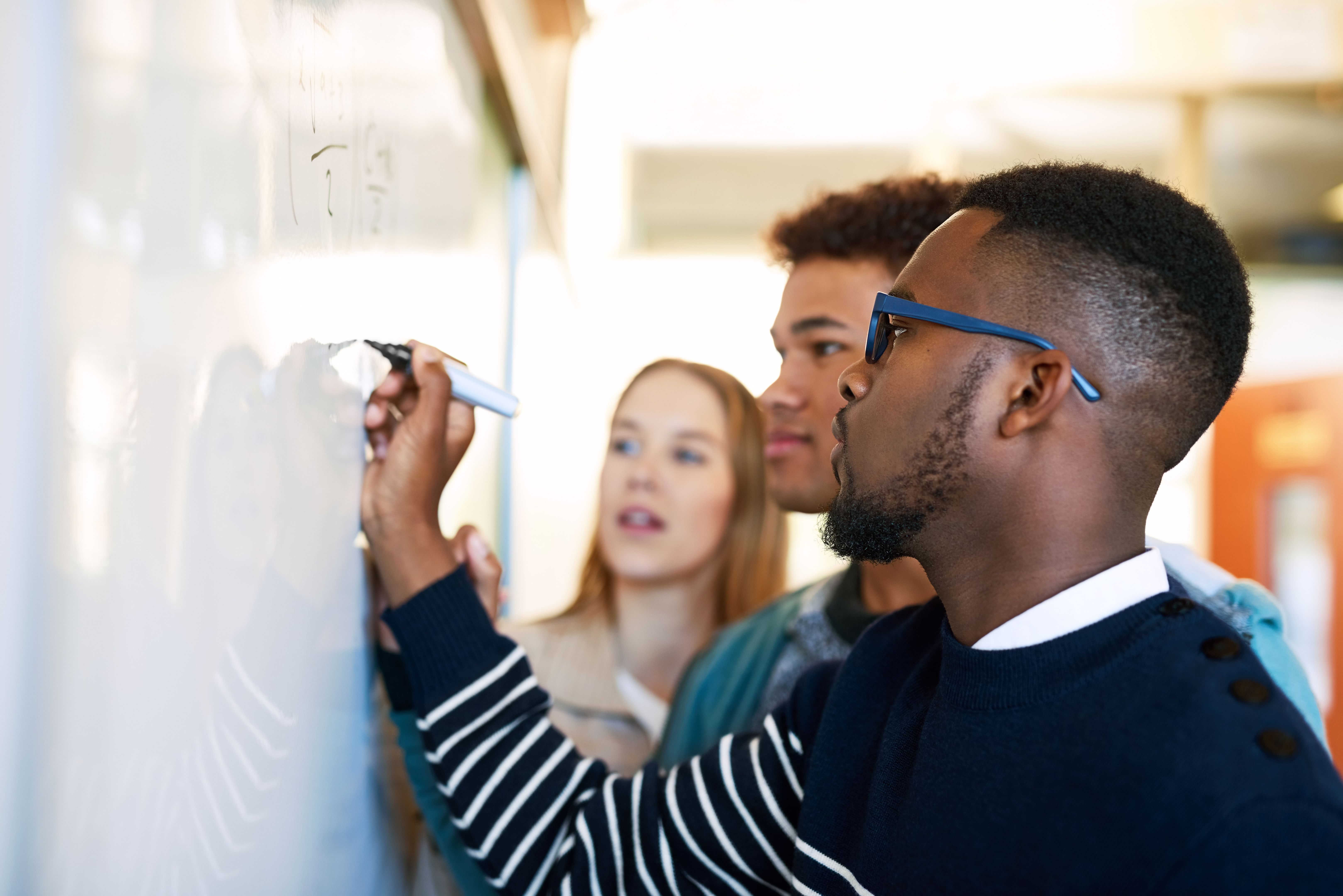 students using smart board