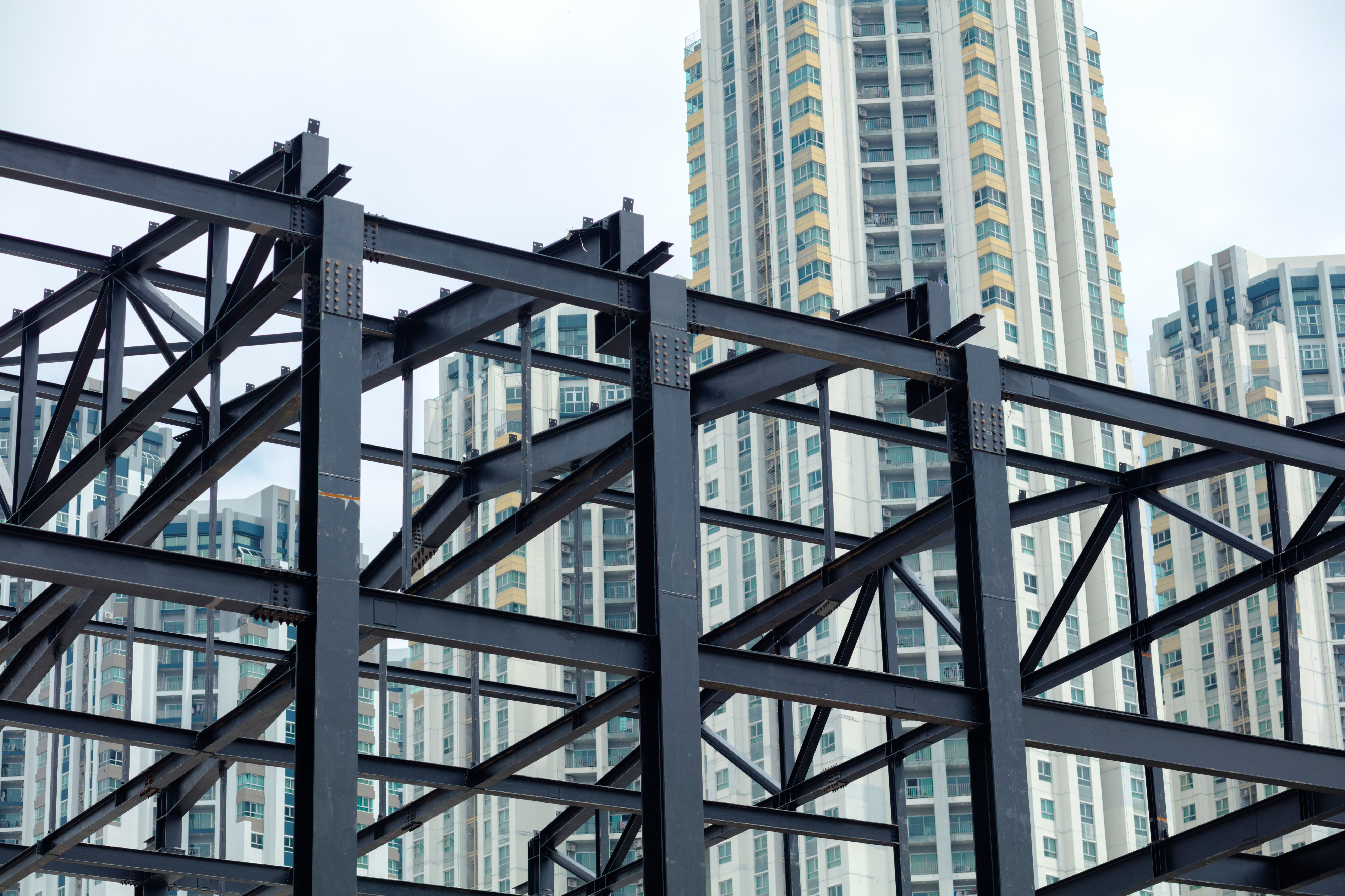 Iron girder construction frame in front of skyline Iron girder construction frame in front of skyline