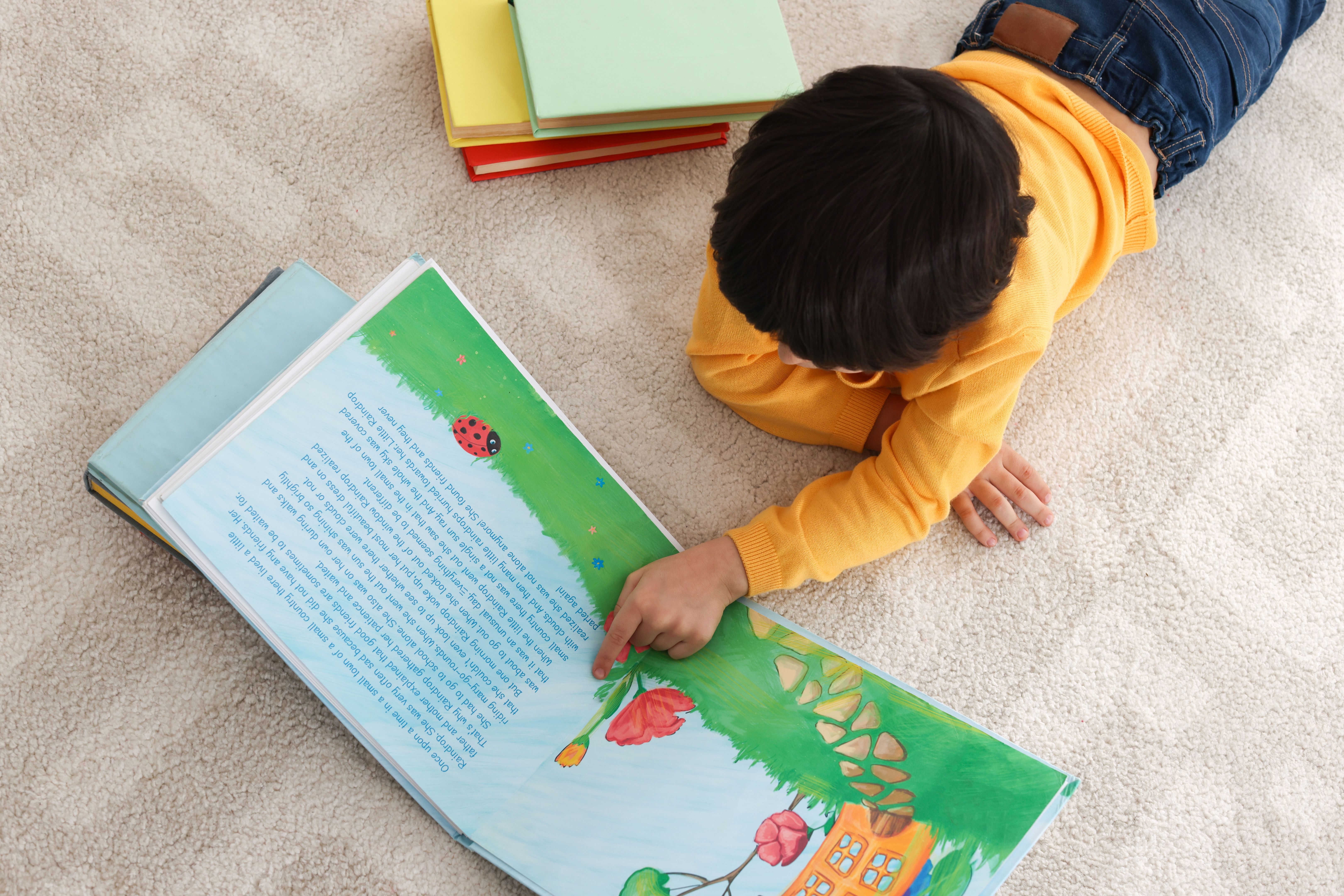 child reading book
