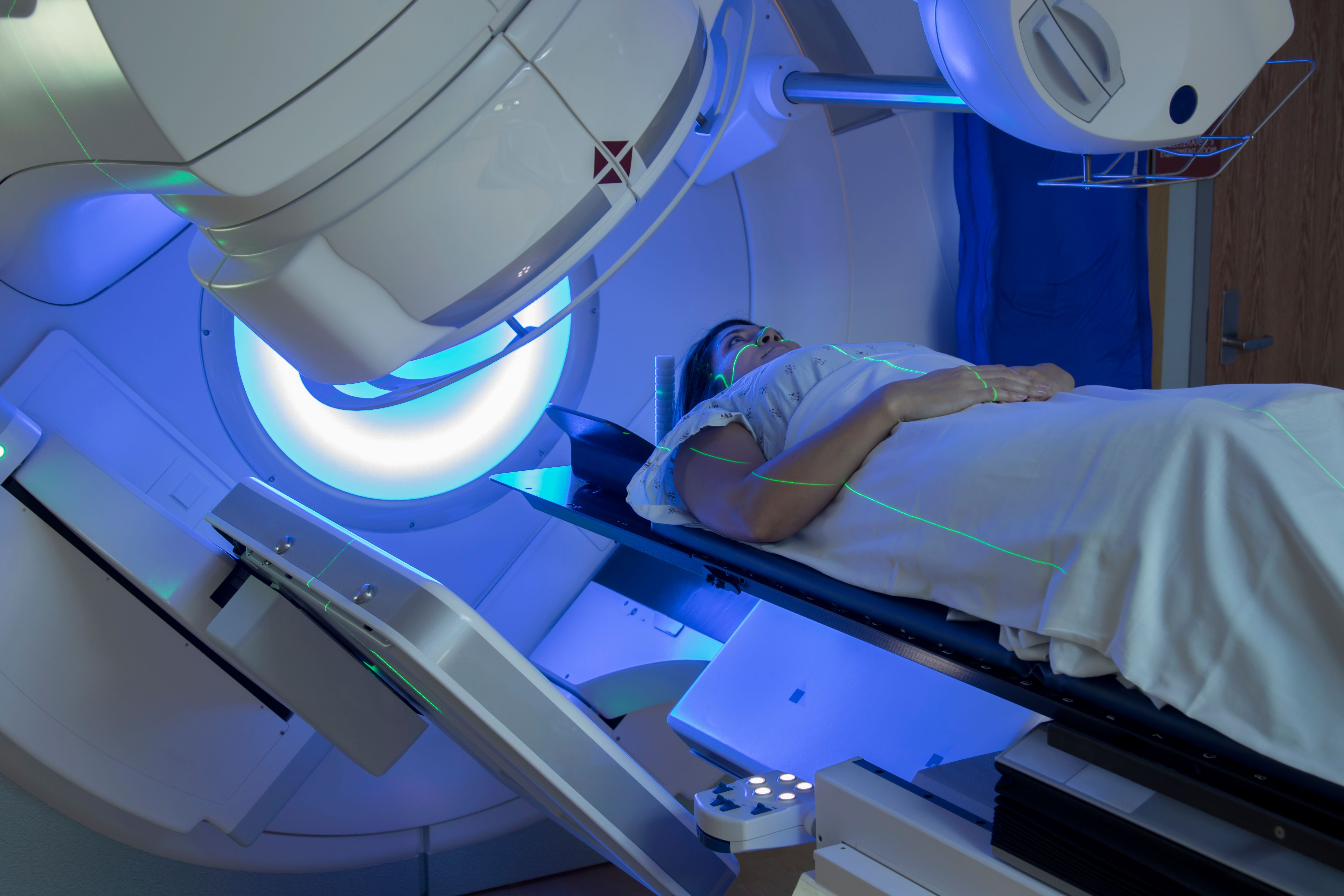 Woman Receiving Radiation Therapy Treatments for Breast Cancer Woman Receiving Radiation Therapy Treatments for Breast Cancer