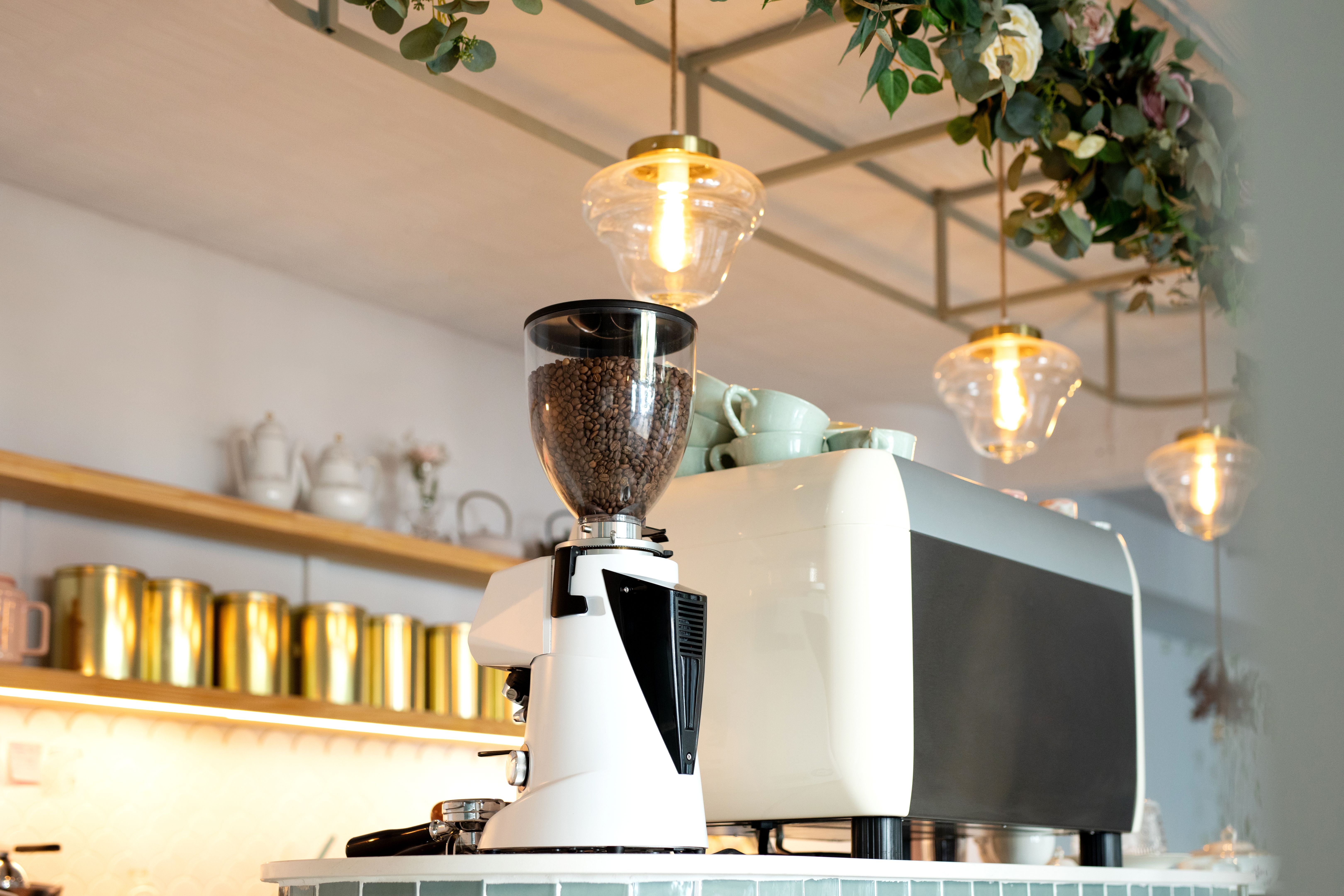 Industrial coffee maker preparing a special coffee