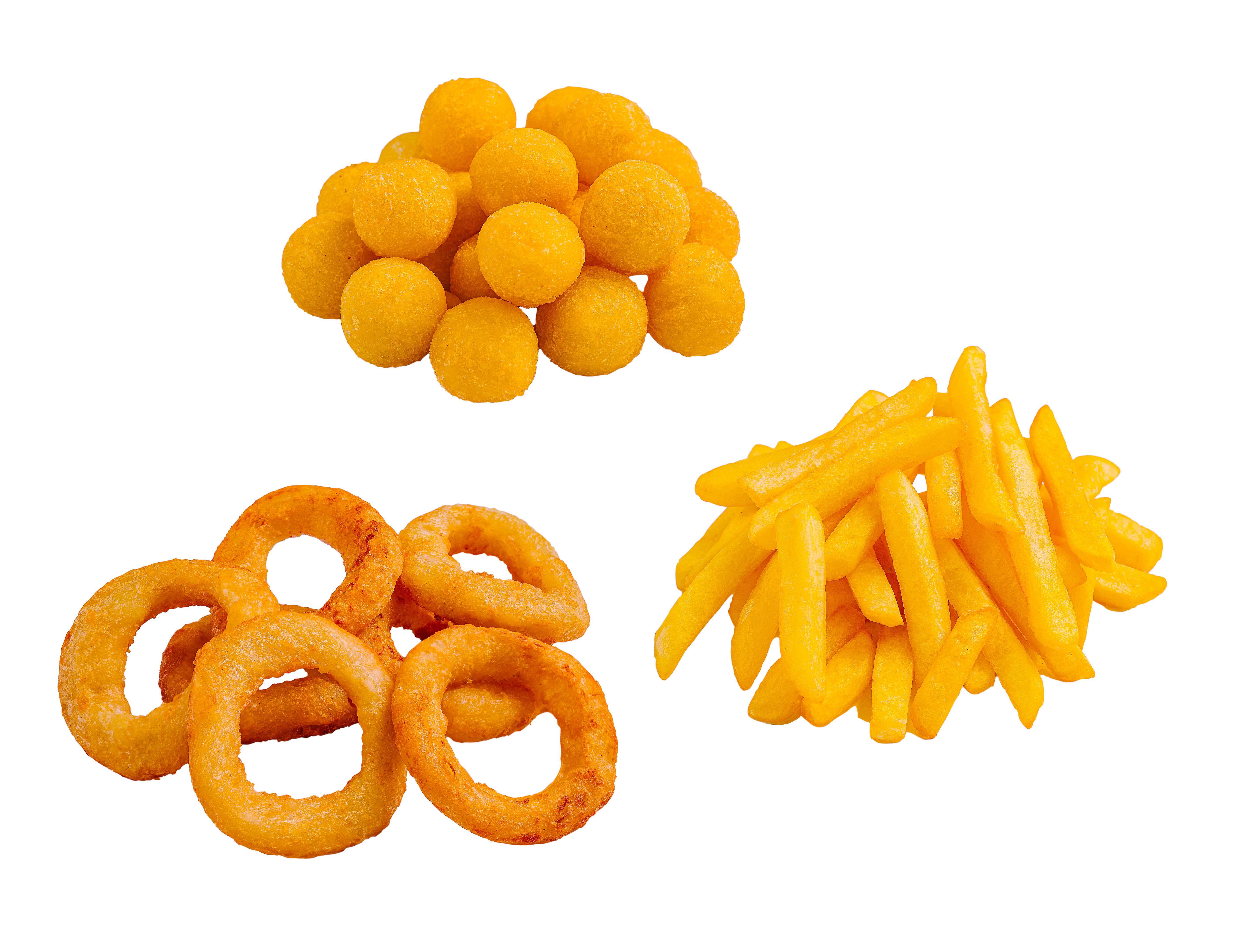 fries and onion rings