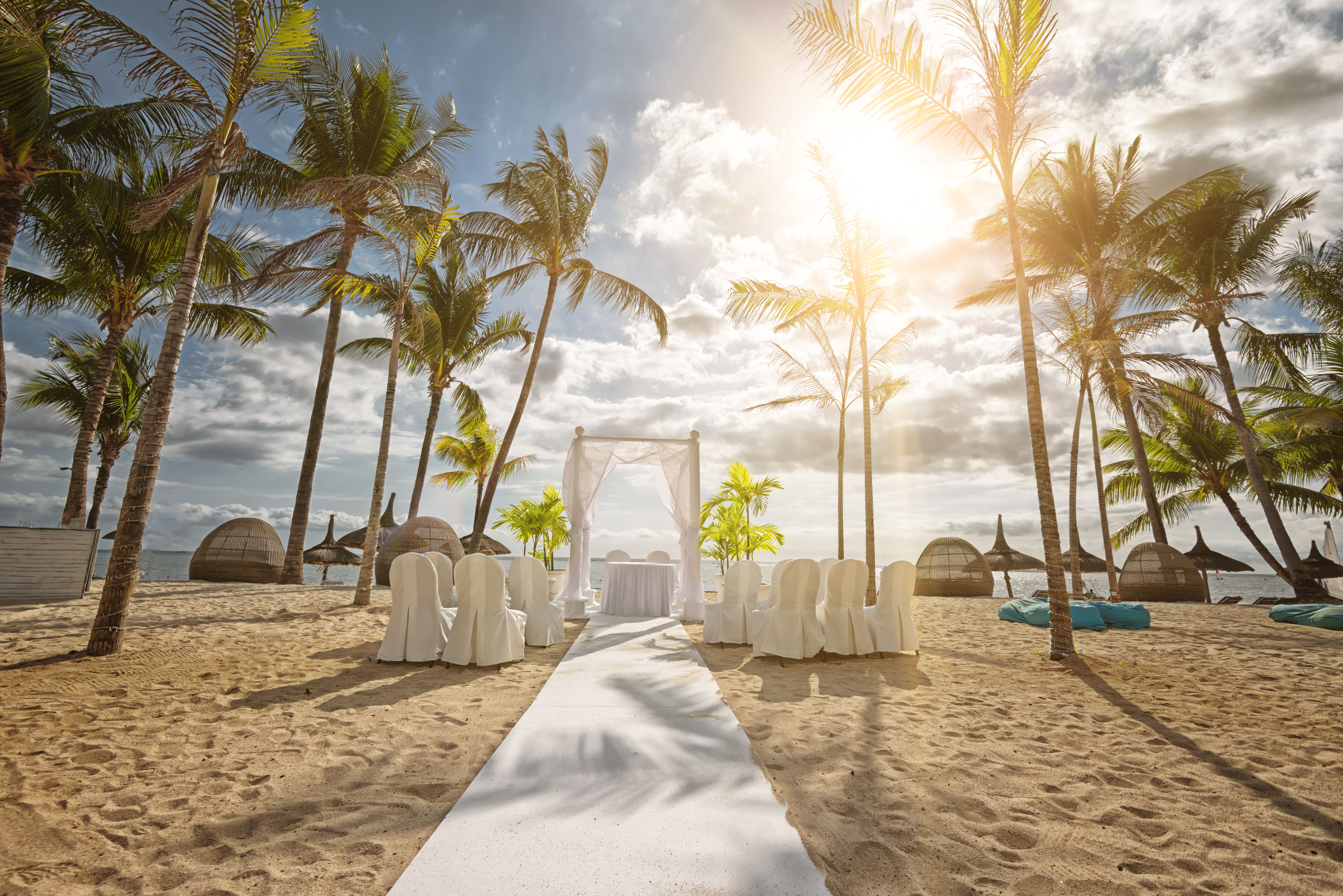 A beach wedding setup in Mauritius