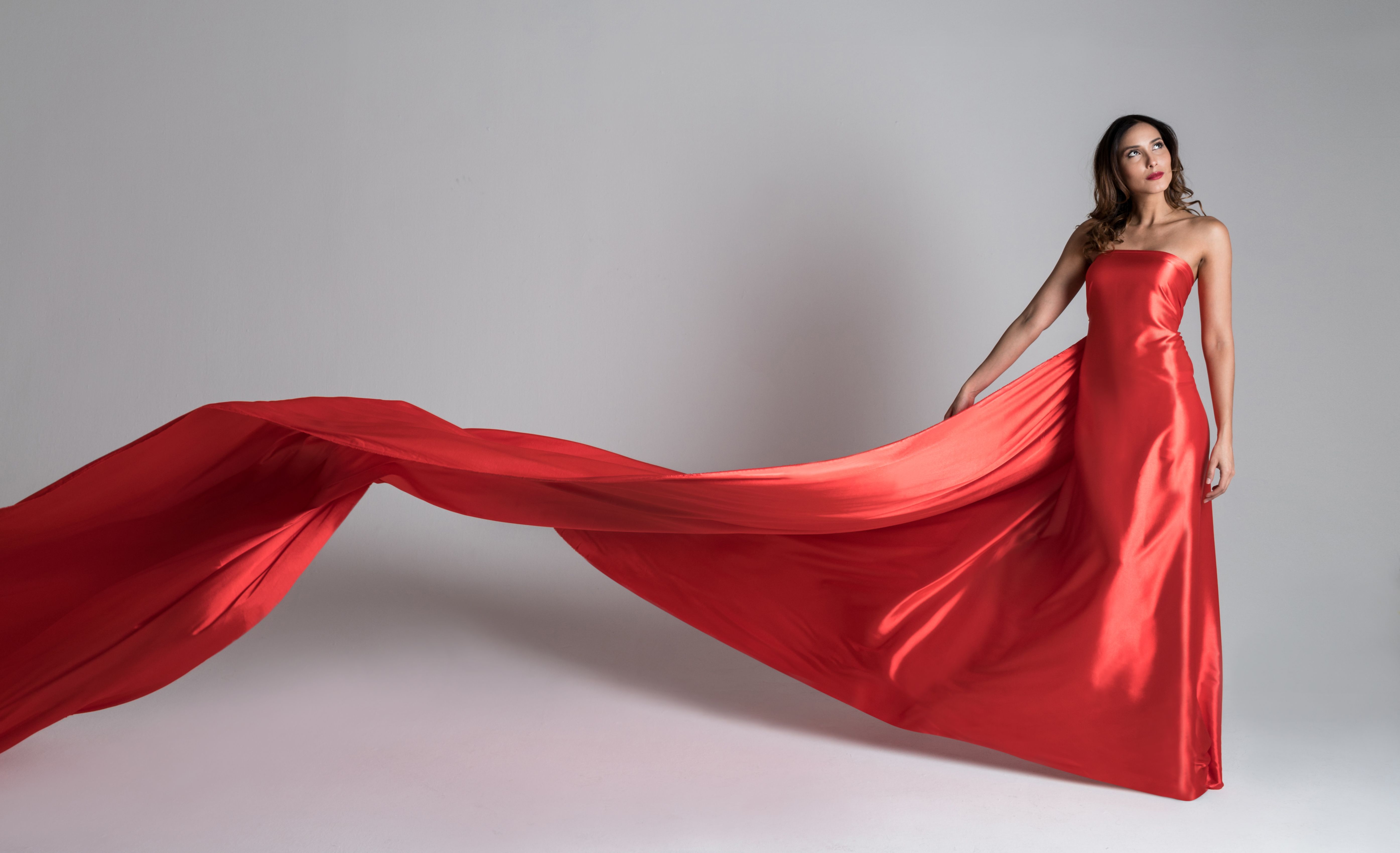 Elegant woman in a prom dress