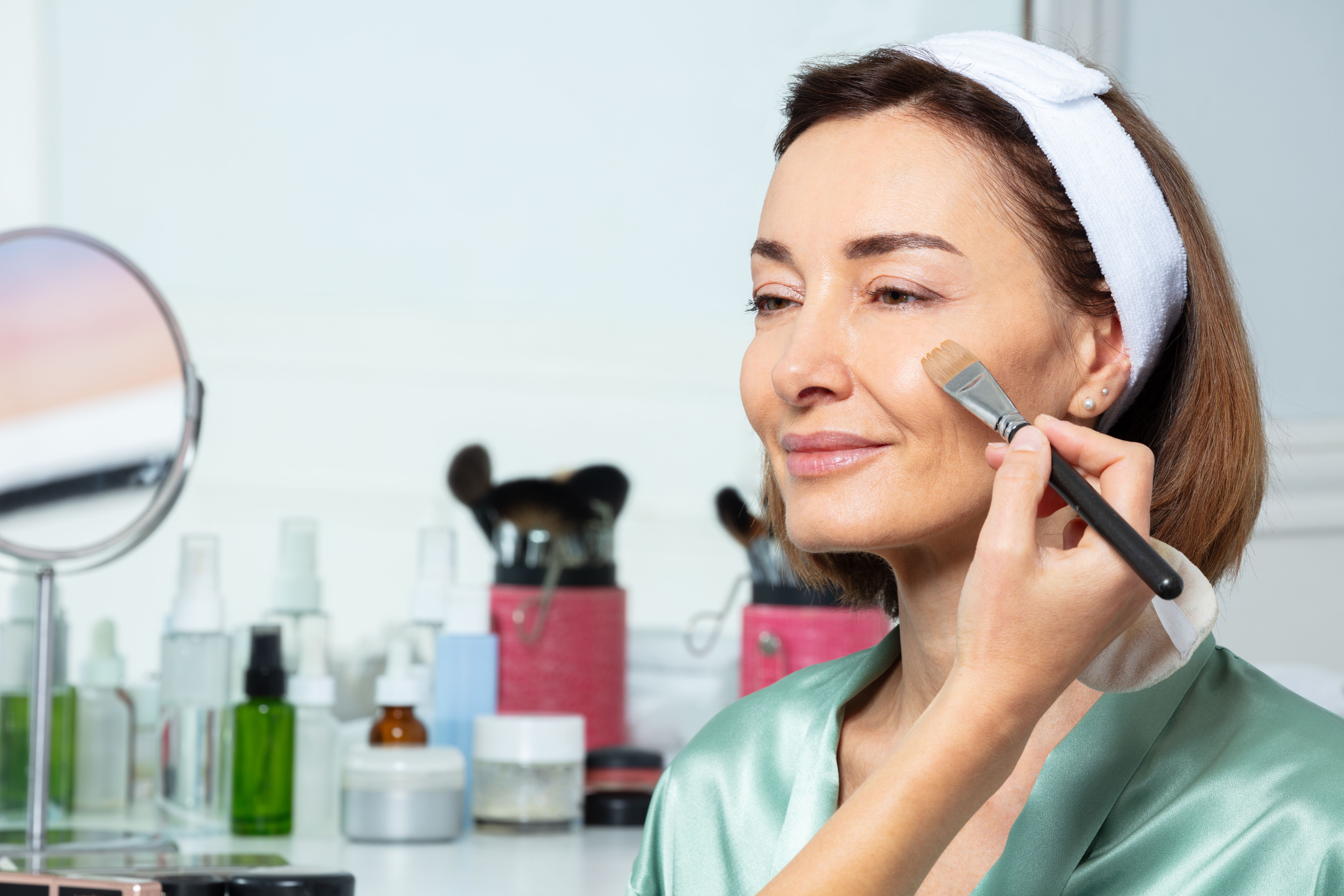 applying foundation mature skin
