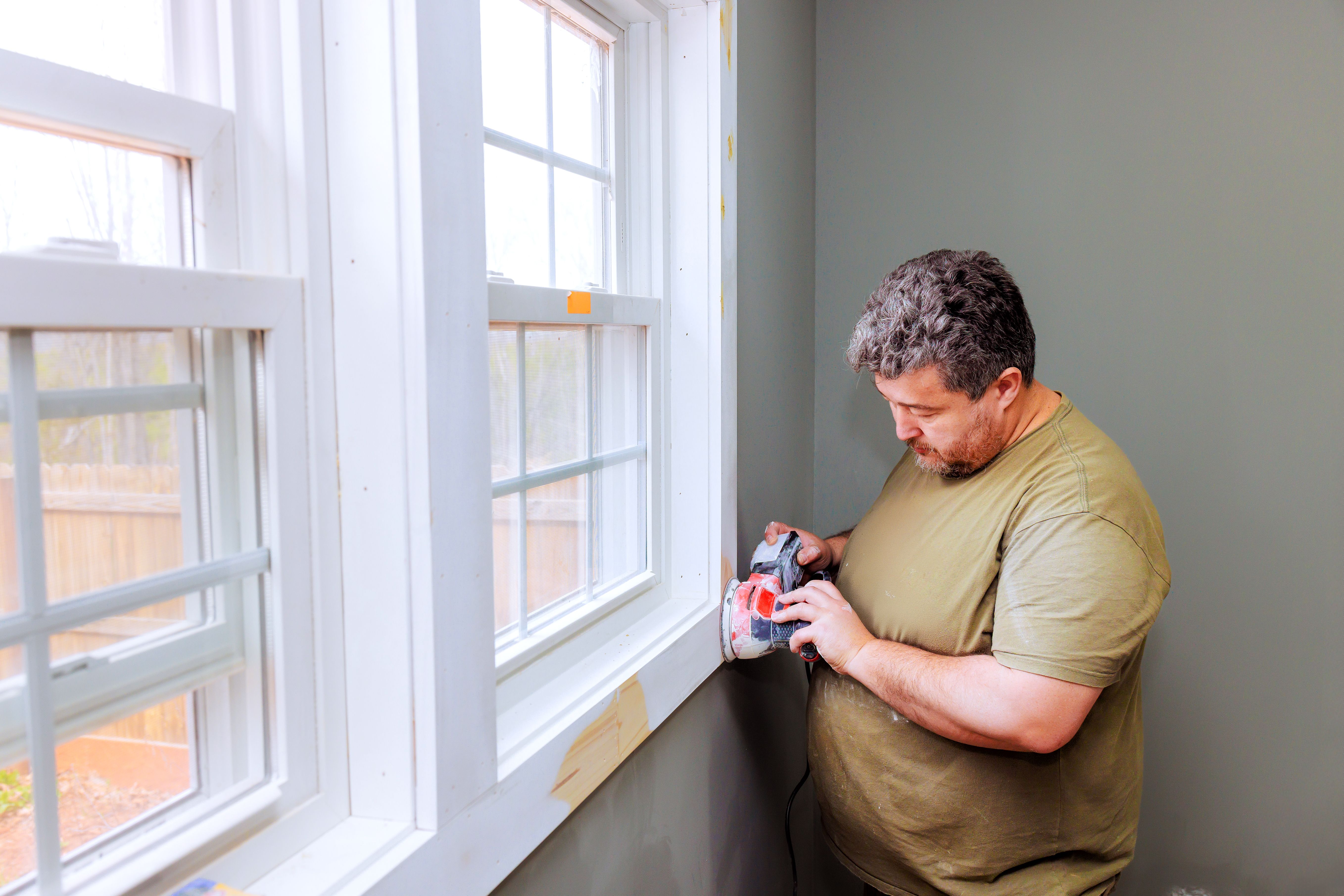 sanding window frames
