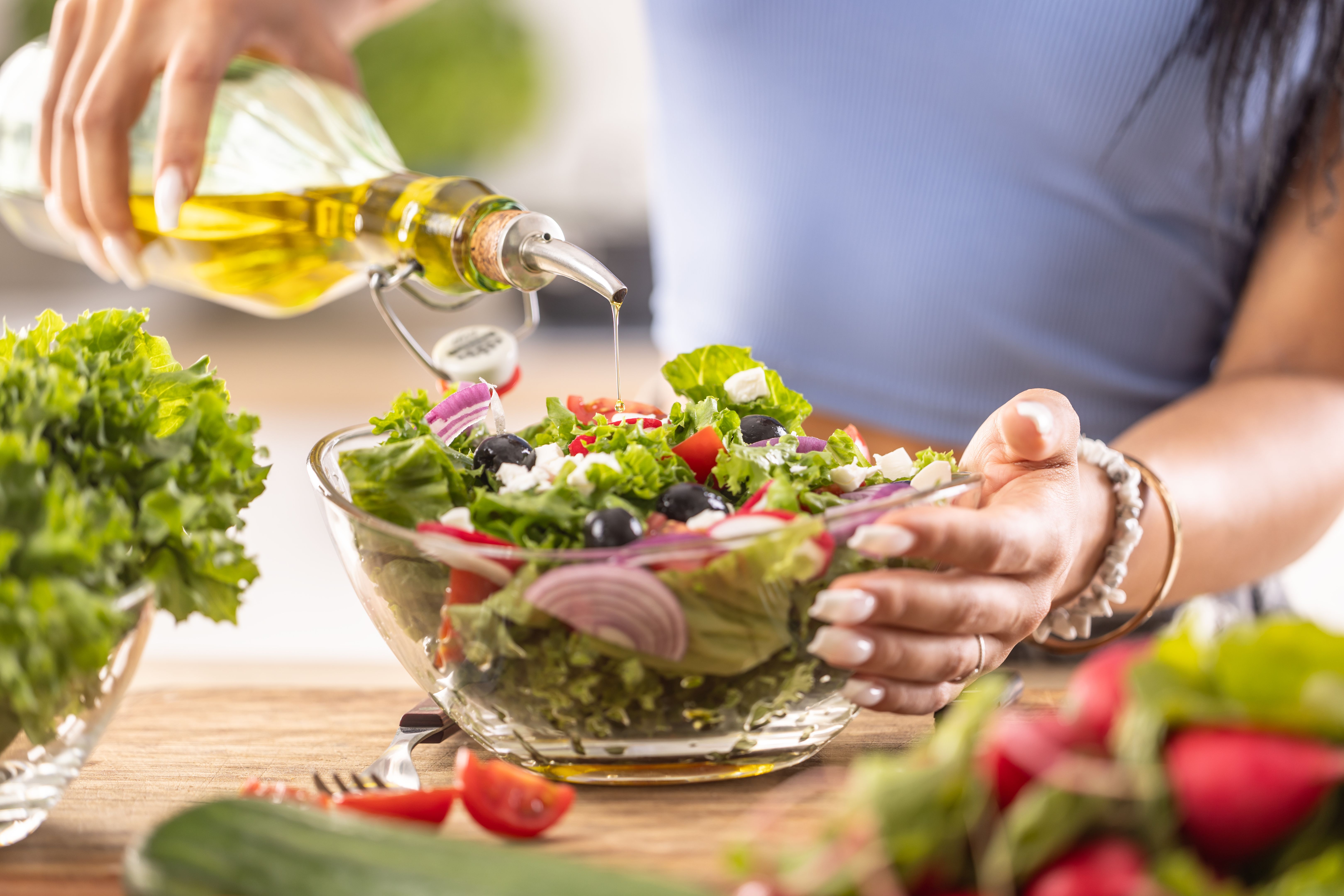 healthy salad olive oil