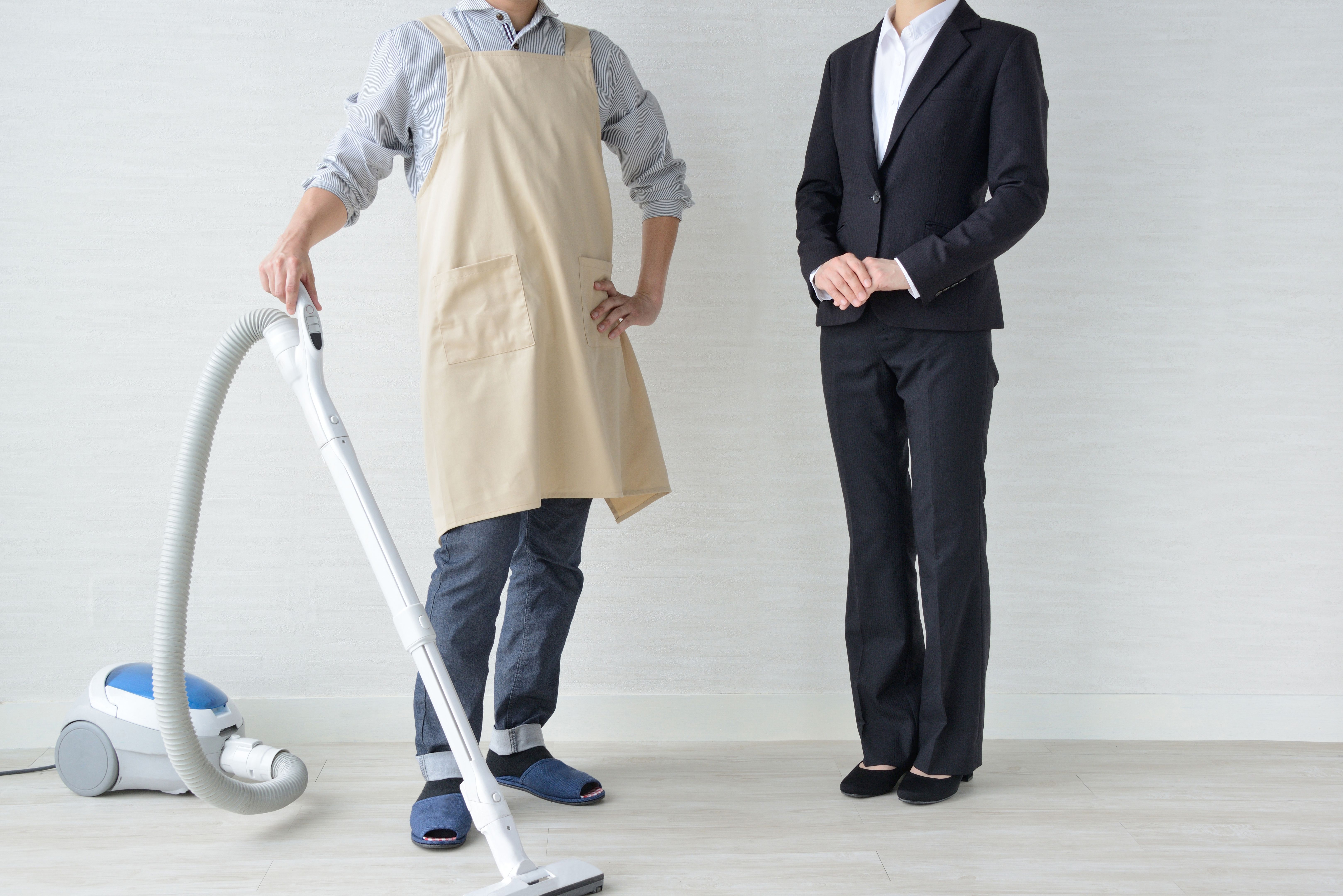 Househusband and business woman family