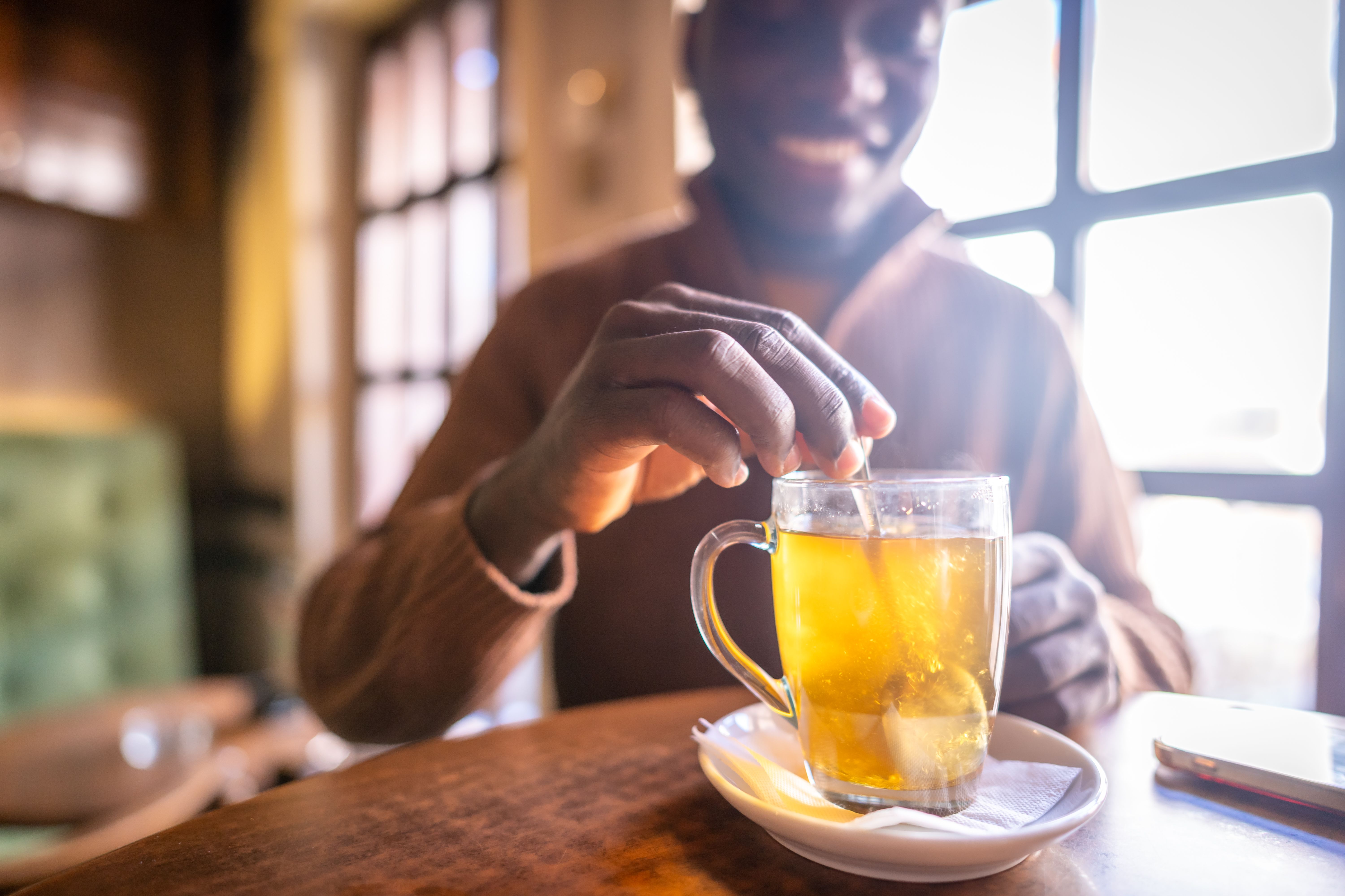 Enjoying my tea in local cafe